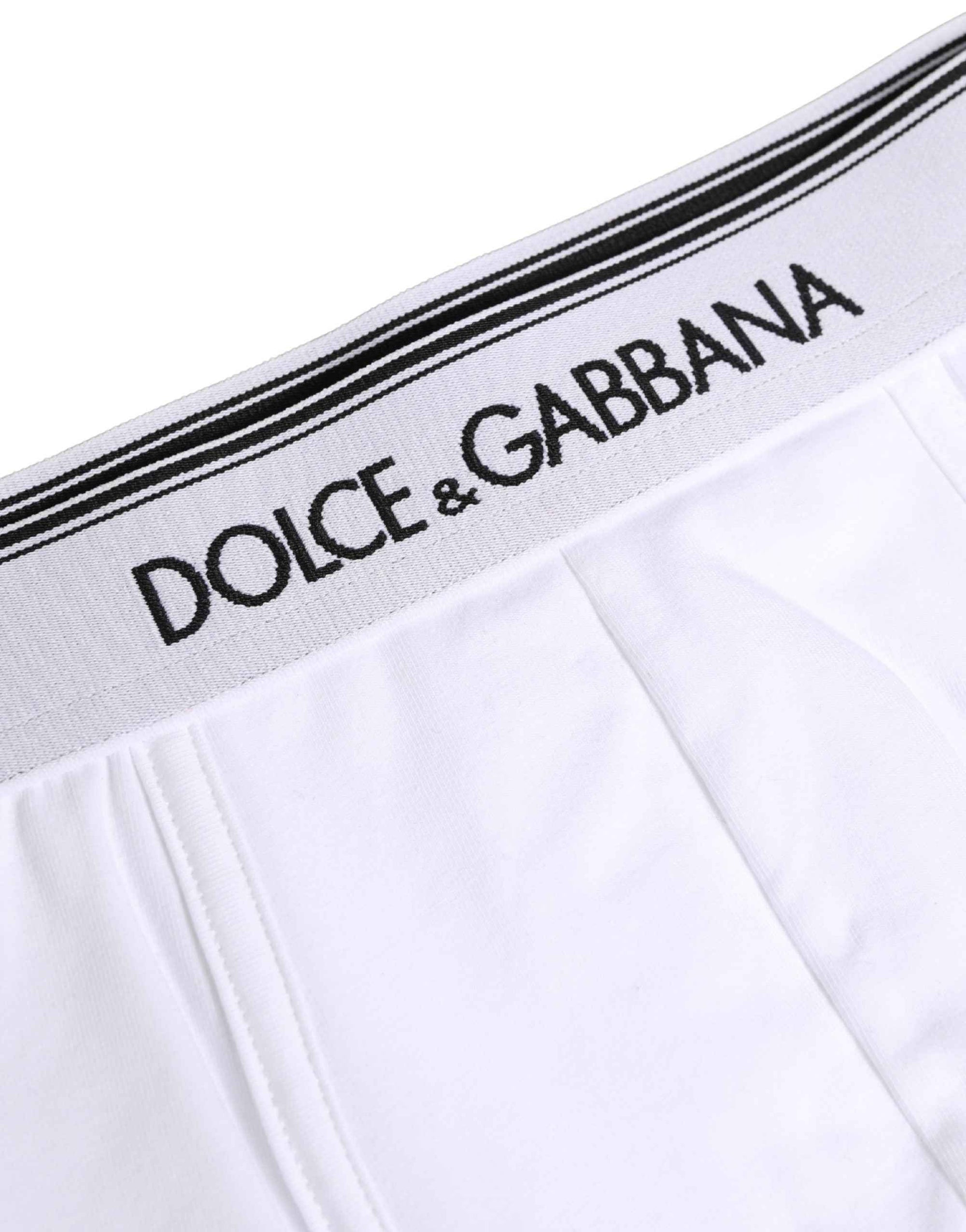 Dolce & Gabbana White Logo Waistband Cotton Boxer Underwear