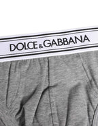 Dolce & Gabbana Gray Logo Waistband Men Midi Brief Underwear