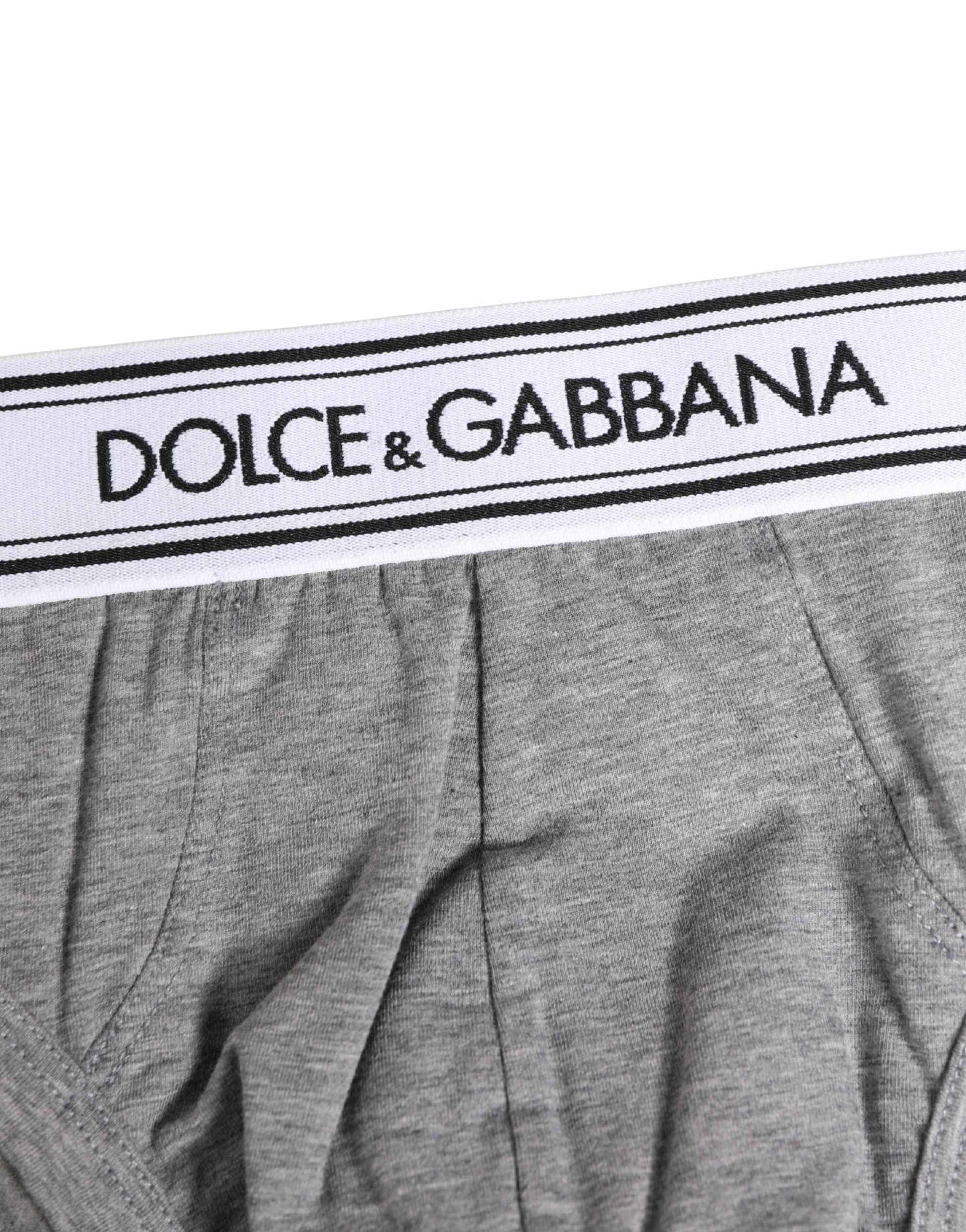 Dolce & Gabbana Gray Logo Waistband Men Midi Brief Underwear
