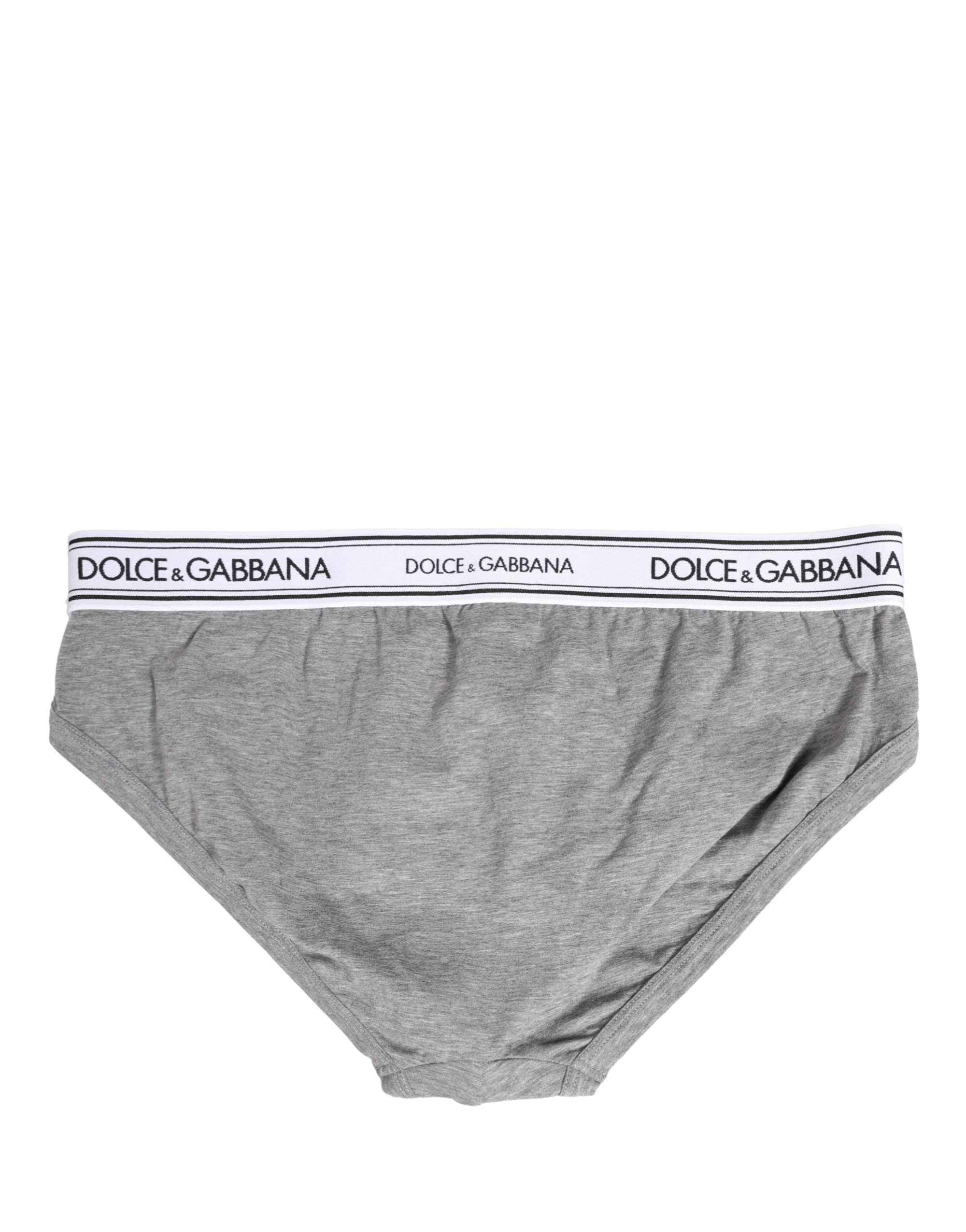 Dolce & Gabbana Gray Logo Waistband Men Midi Brief Underwear