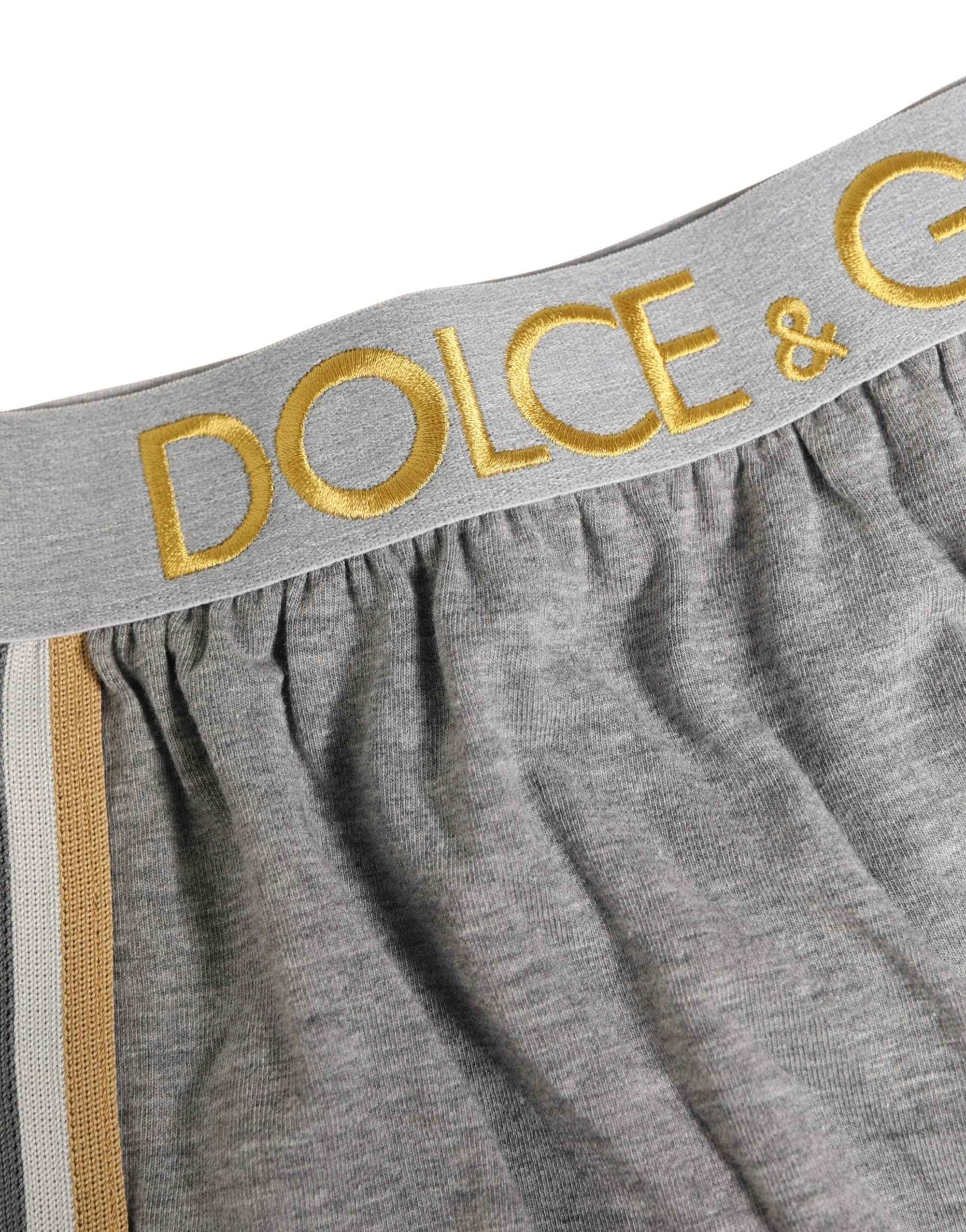 Dolce & Gabbana Gray Logo Waistband Cotton Men Boxer Underwear