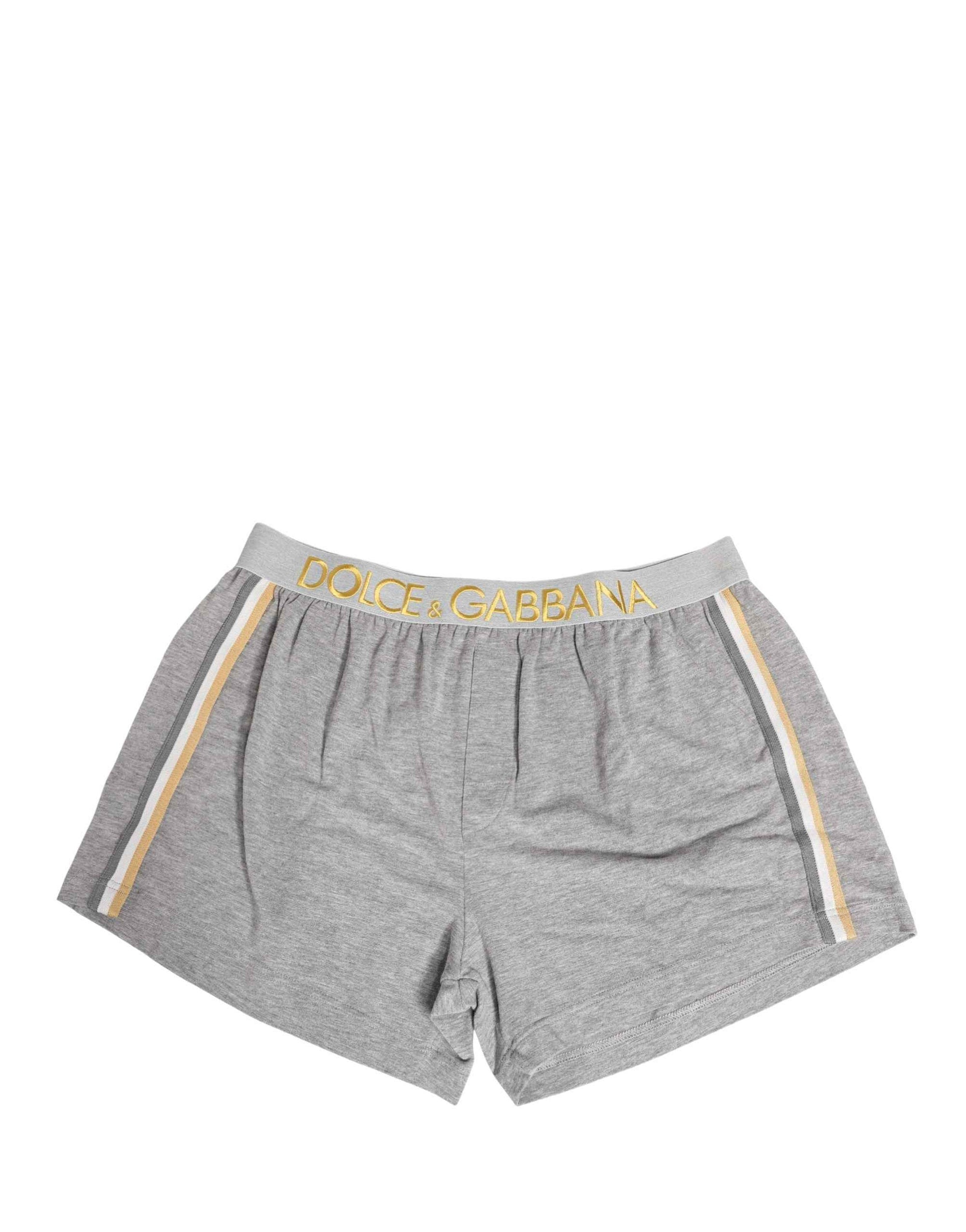 Dolce & Gabbana Gray Logo Waistband Cotton Men Boxer Underwear
