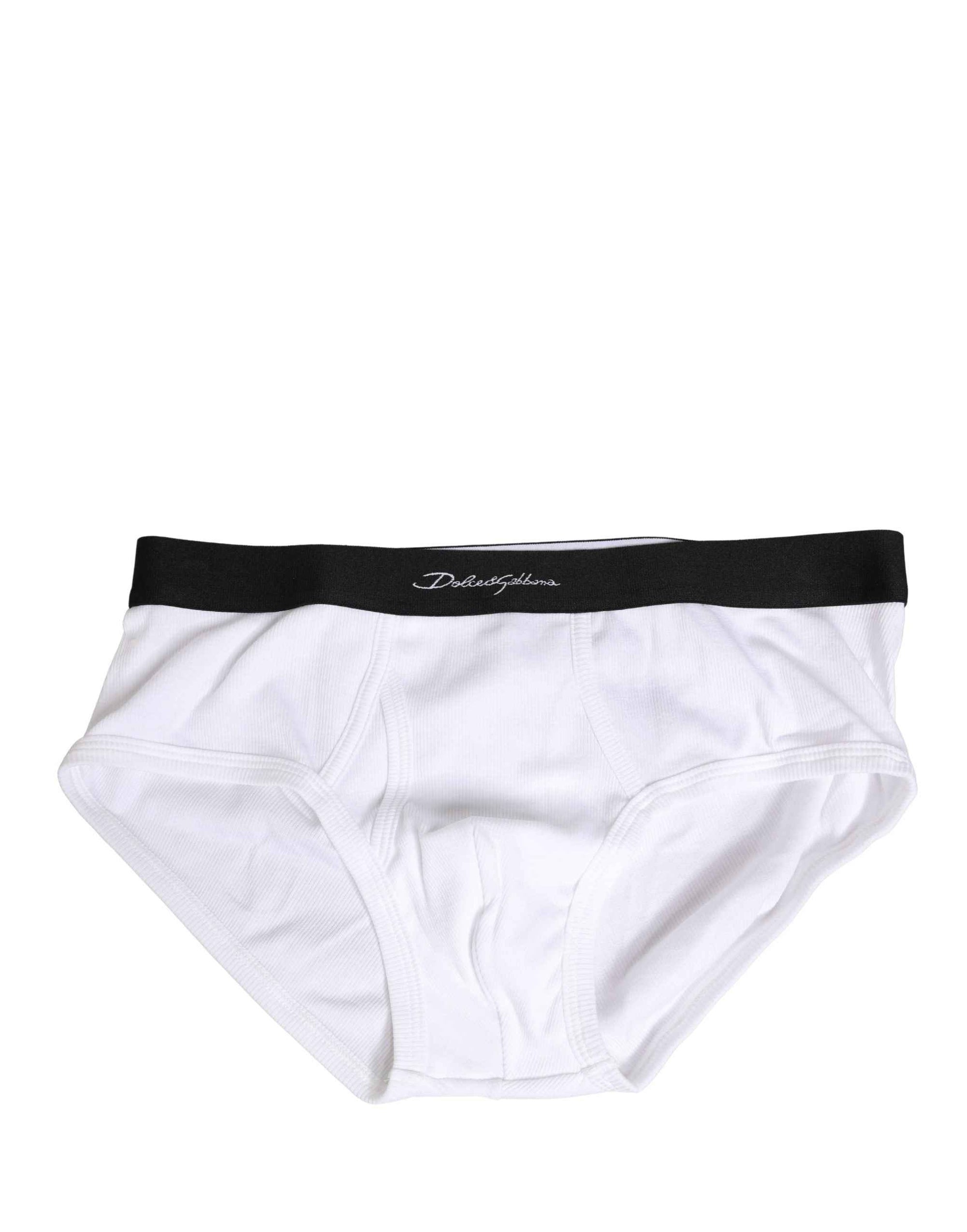 Dolce & Gabbana White Black Logo Waistband Men Brief Underwear
