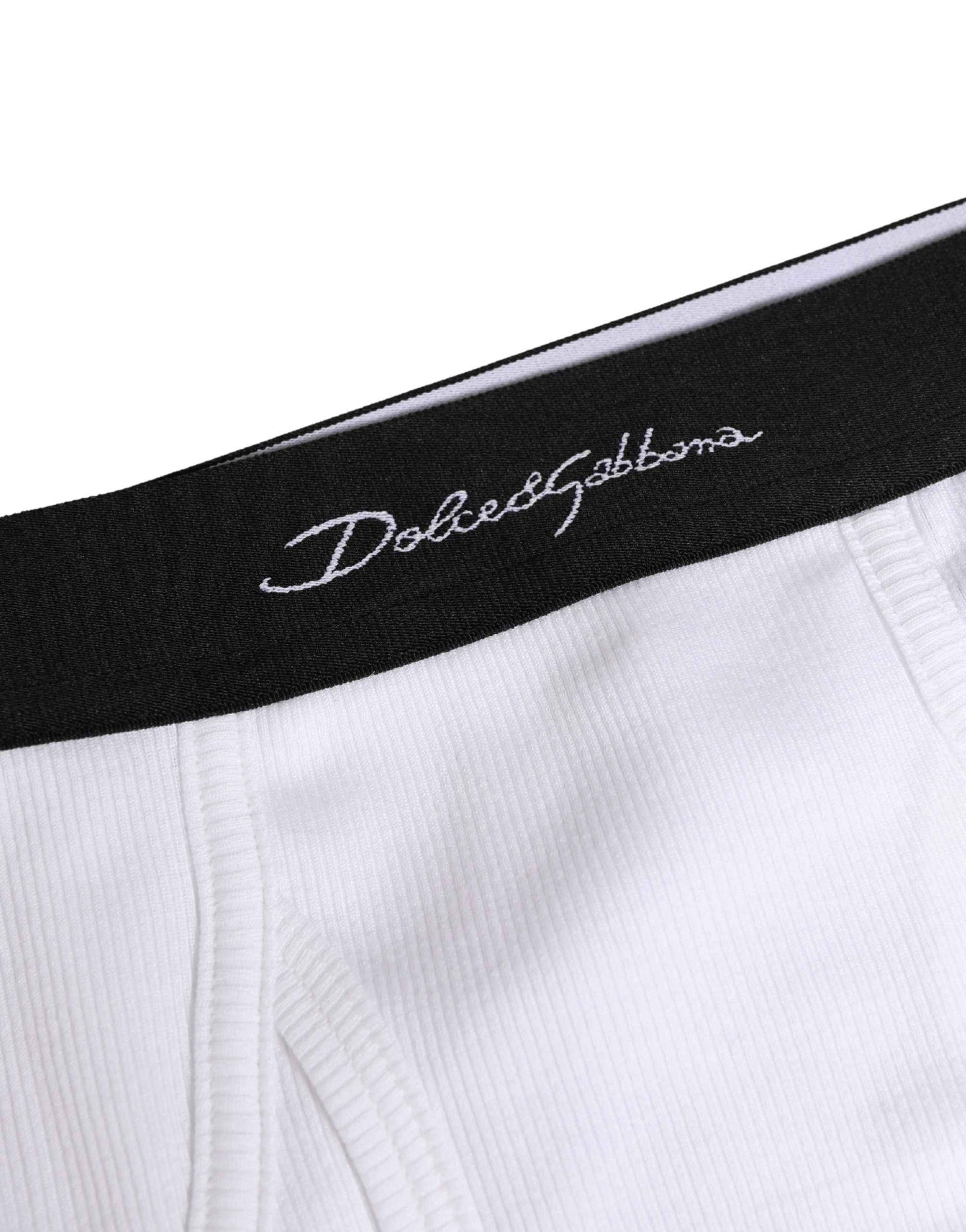 Dolce & Gabbana White Black Logo Waistband Men Brief Underwear
