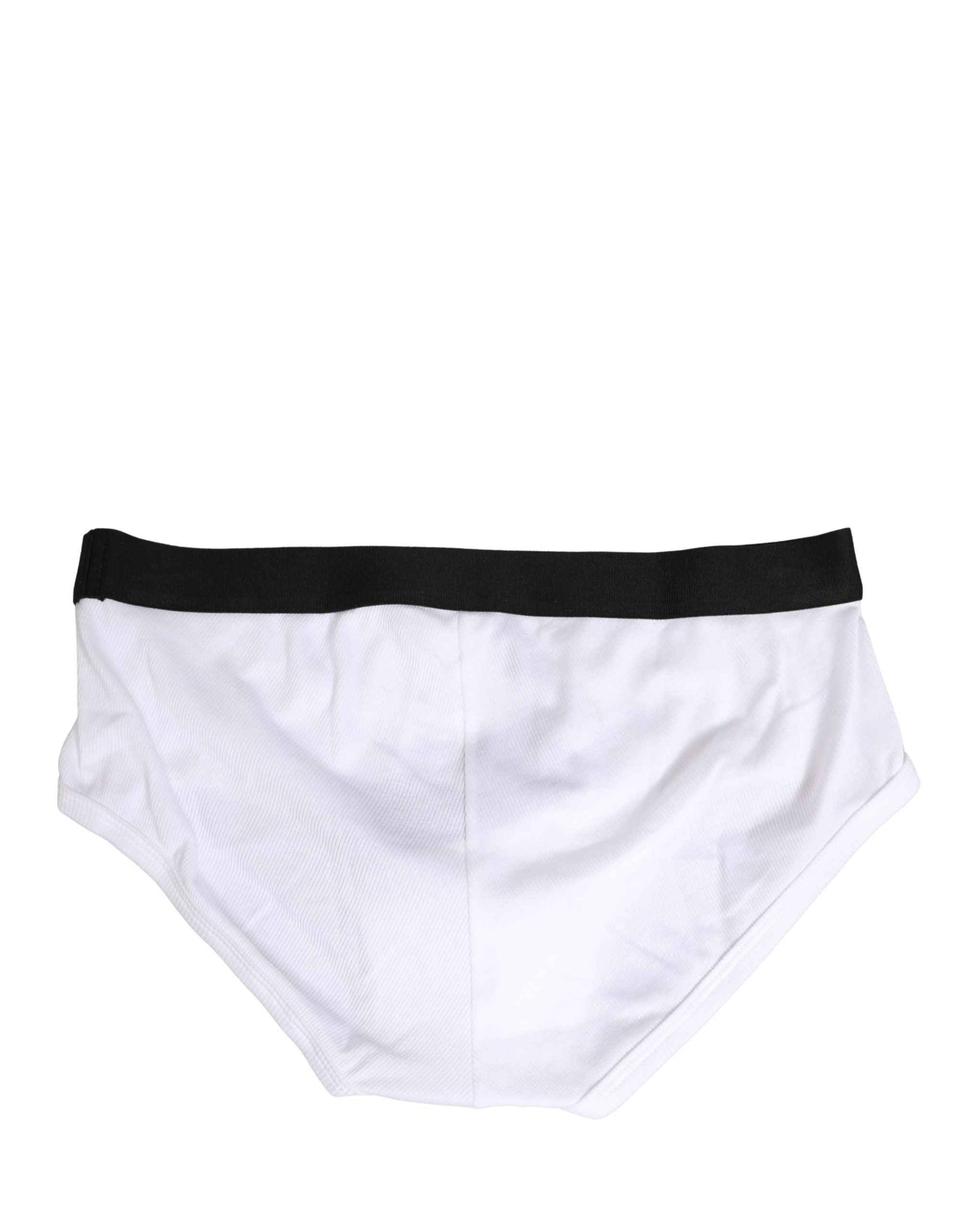 Dolce & Gabbana White Black Logo Waistband Men Brief Underwear