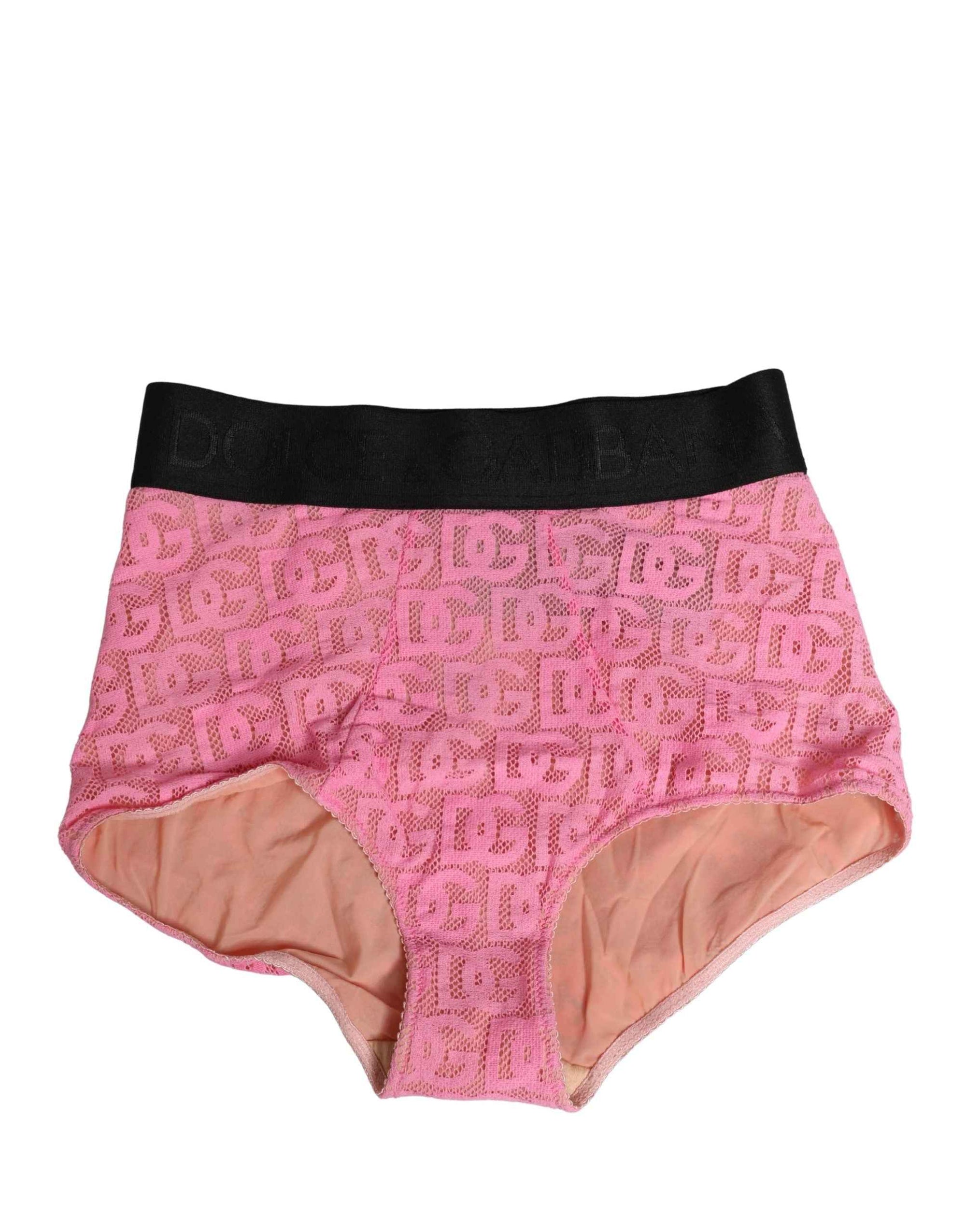 Dolce & Gabbana Pink Cotton DG Logo High Waist Girdle Underwear