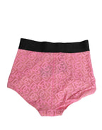Dolce & Gabbana Pink Cotton DG Logo High Waist Girdle Underwear