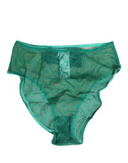 Dolce & Gabbana Green Lace Nylon DG Lingerie Panty Brief Underwear