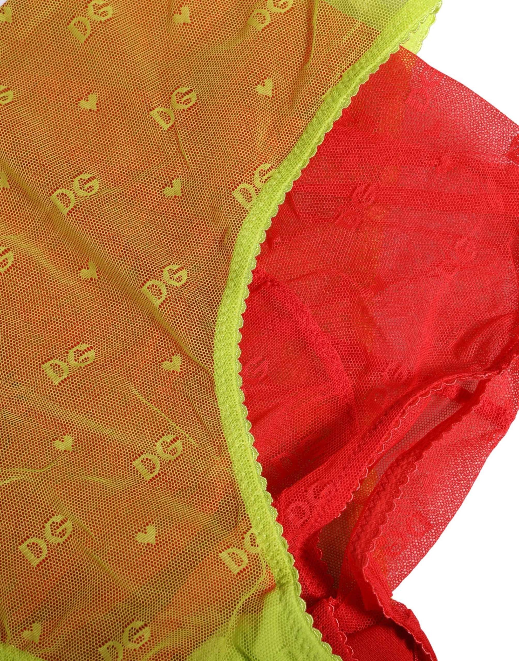 Dolce & Gabbana Red Yellow Tulle Mid Waist Panty Girdle Underwear