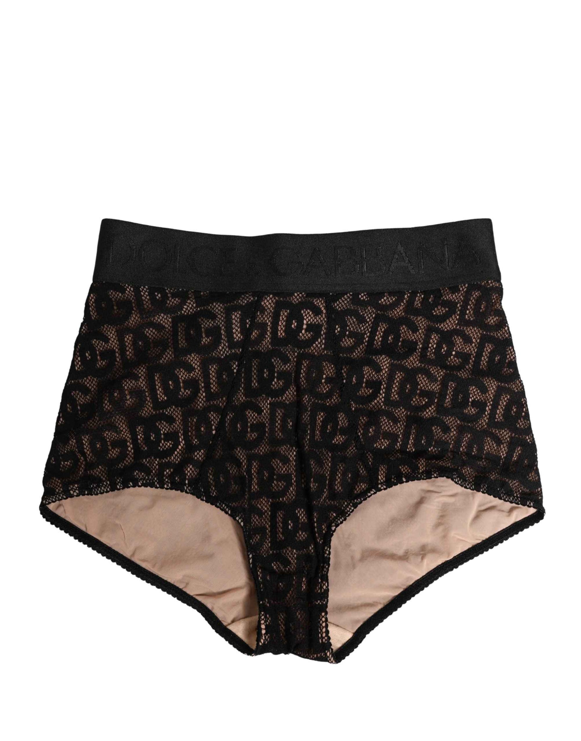 Dolce & Gabbana Black Cotton DG Logo High Waist Girdle Underwear