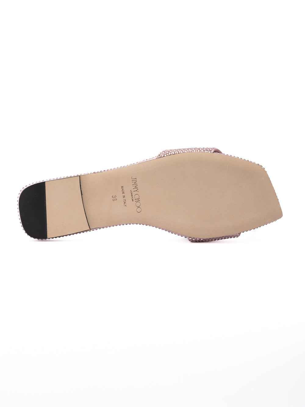 Jimmy Choo Pink Satin Crystal Clovis Flat