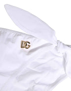 Dolce & Gabbana White Nylon DG Logo Plaque Bikini Bottom Swimwear