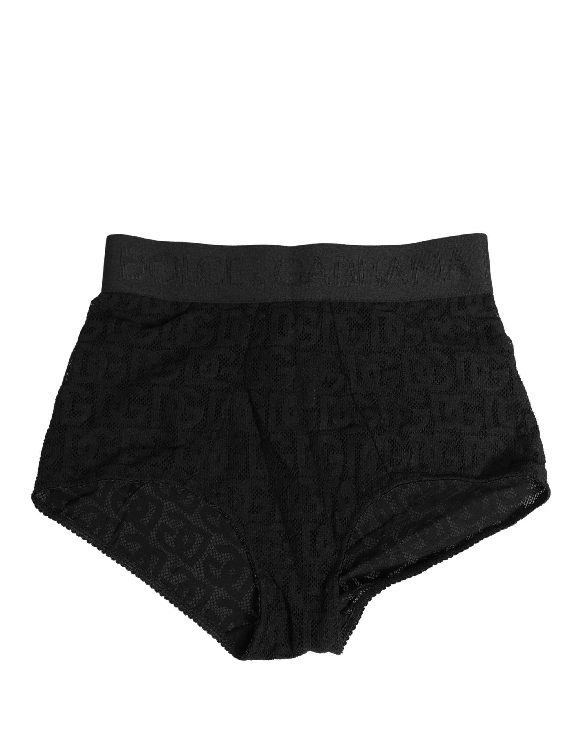 Dolce & Gabbana Black Cotton DG Logo High Waist Girdle Underwear