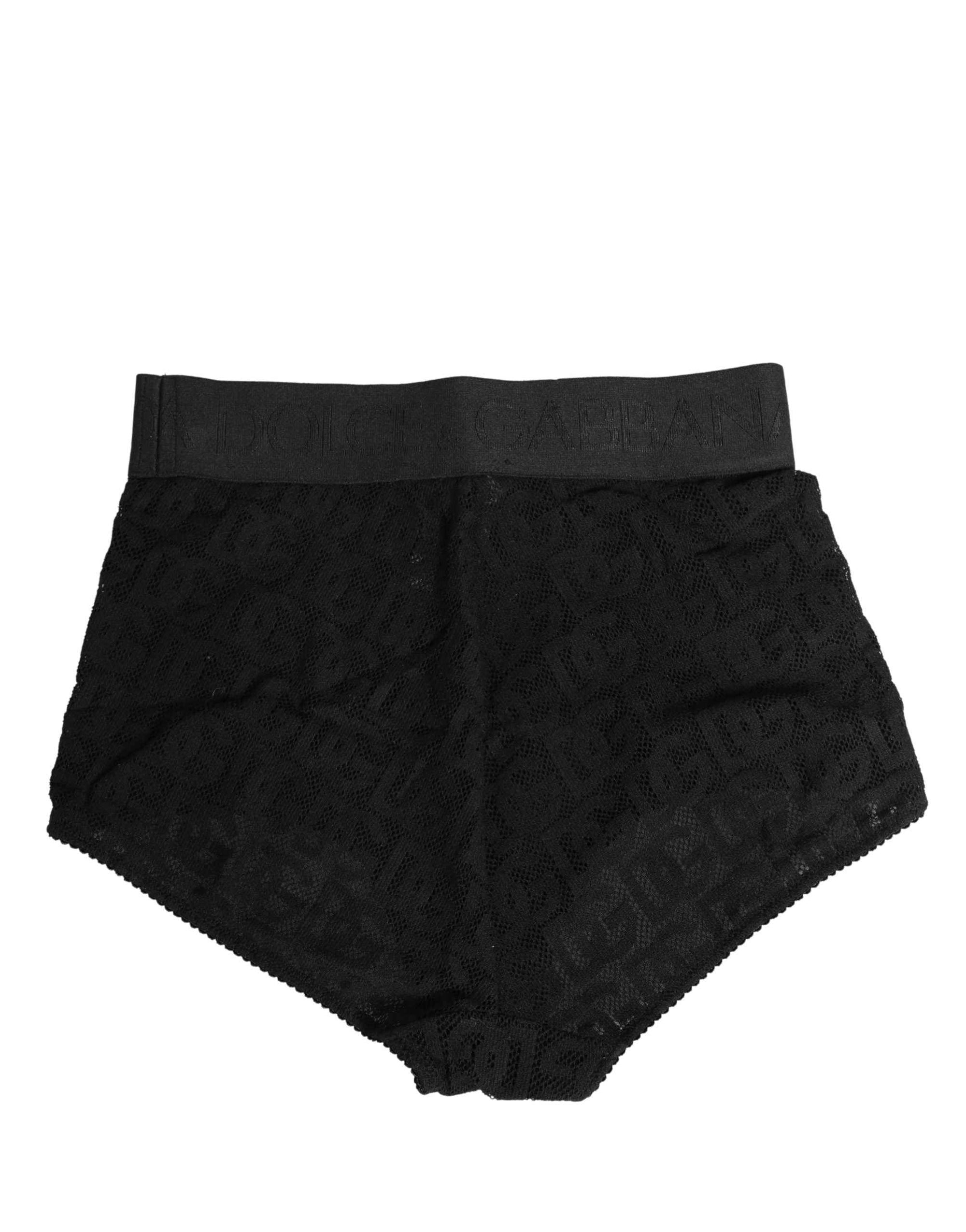 Dolce & Gabbana Black Cotton DG Logo High Waist Girdle Underwear