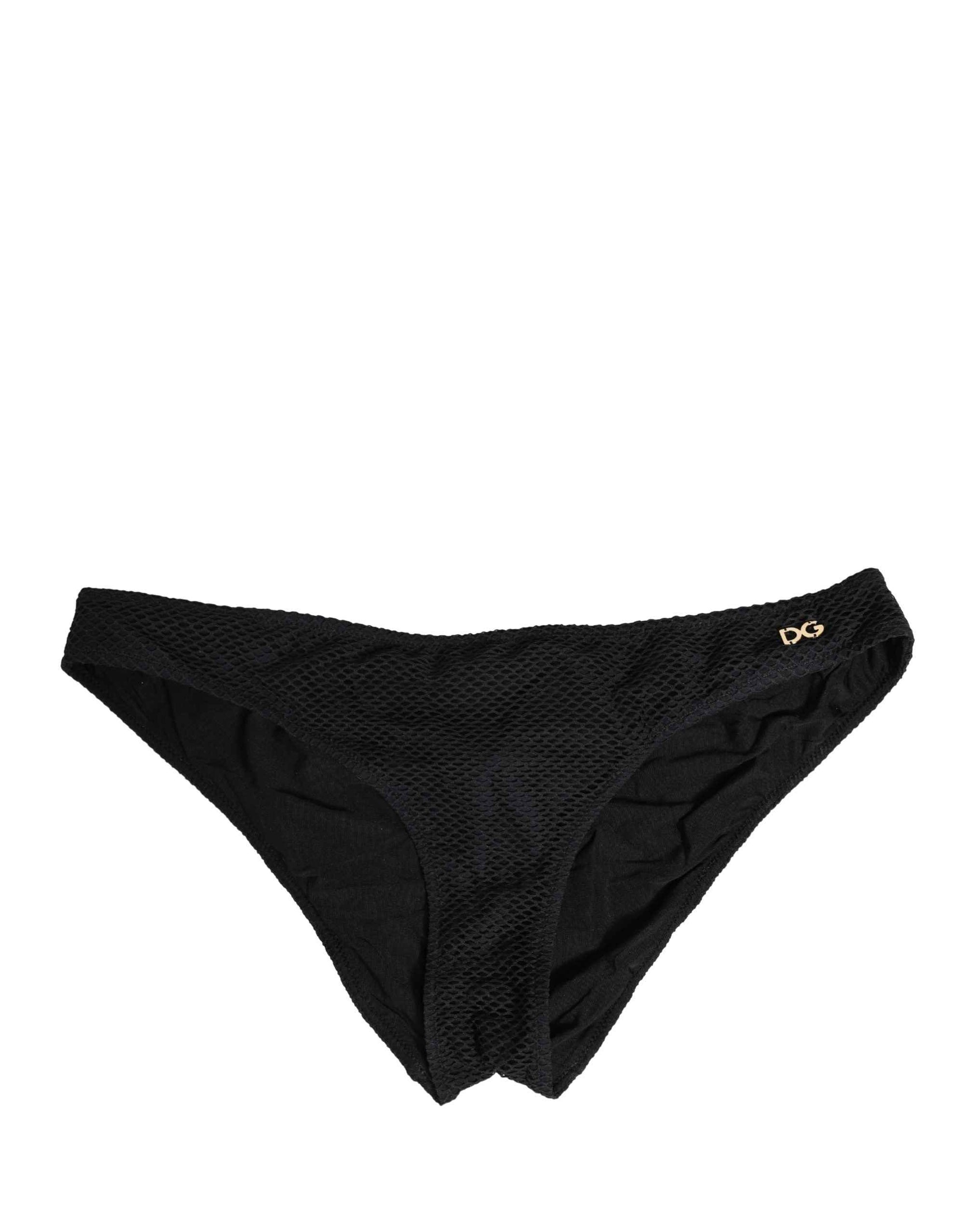 Dolce & Gabbana Black Nylon DG Logo Plaque Regular Brief Underwear
