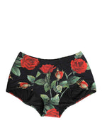 Dolce & Gabbana Black Rose Print High Waisted Girdle Underwear
