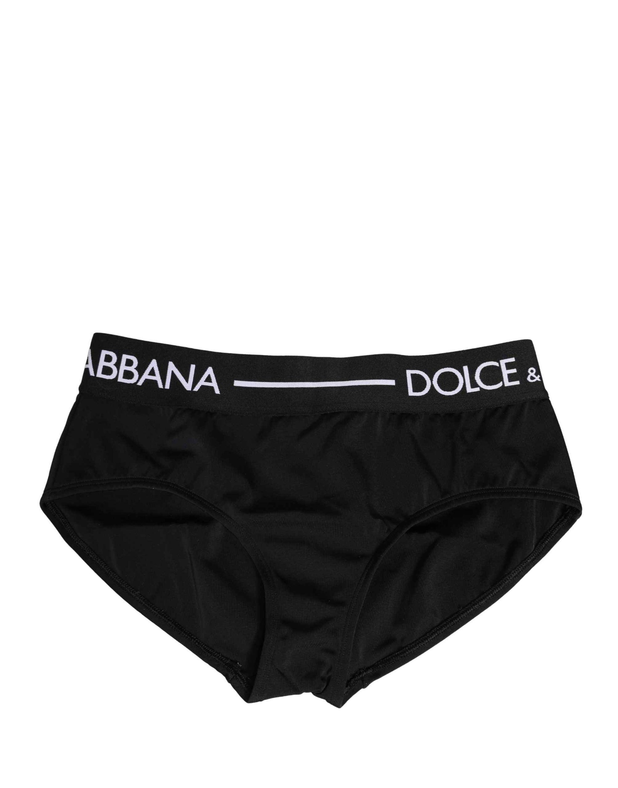 Dolce & Gabbana Black Nylon Stretch Coulotte Panty Underwear