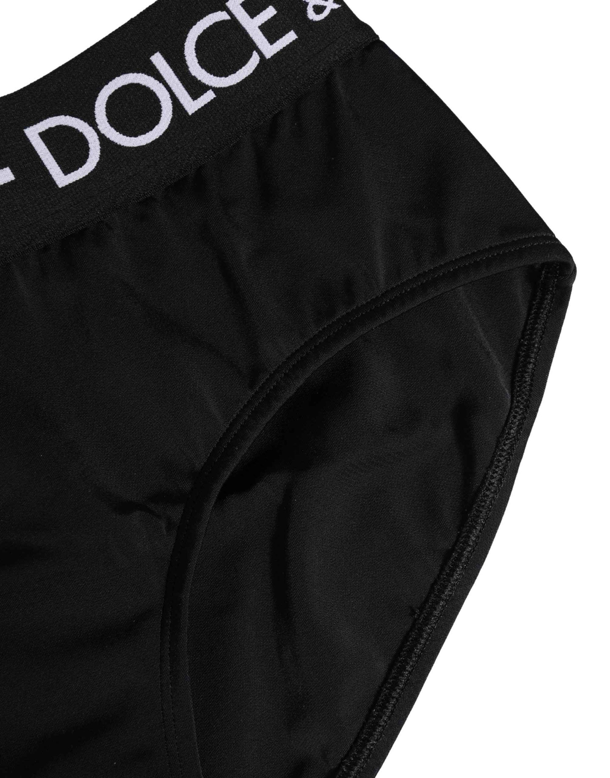 Dolce & Gabbana Black Nylon Stretch Coulotte Panty Underwear