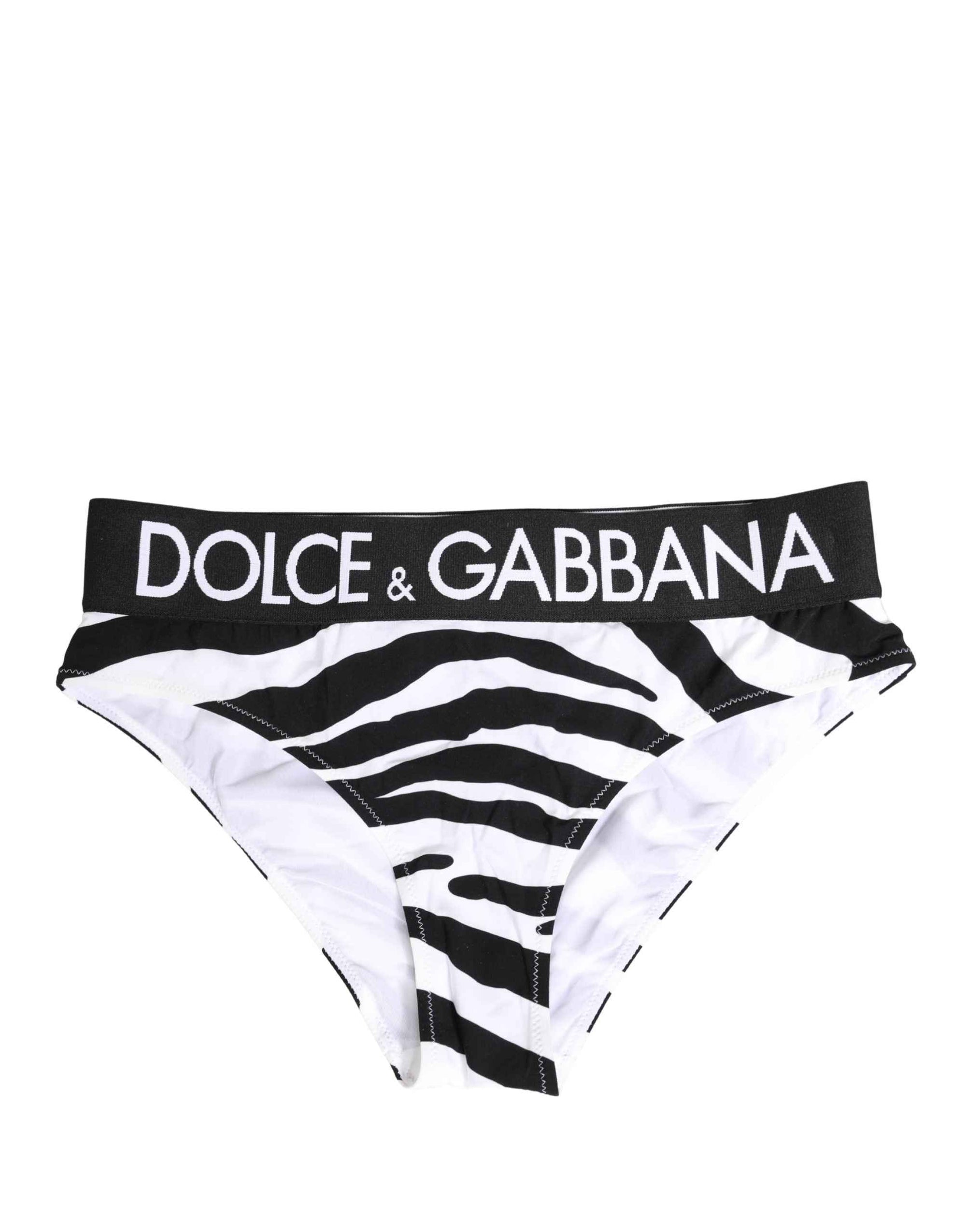 Dolce & Gabbana Black White Zebra Print Brief Panty Underwear