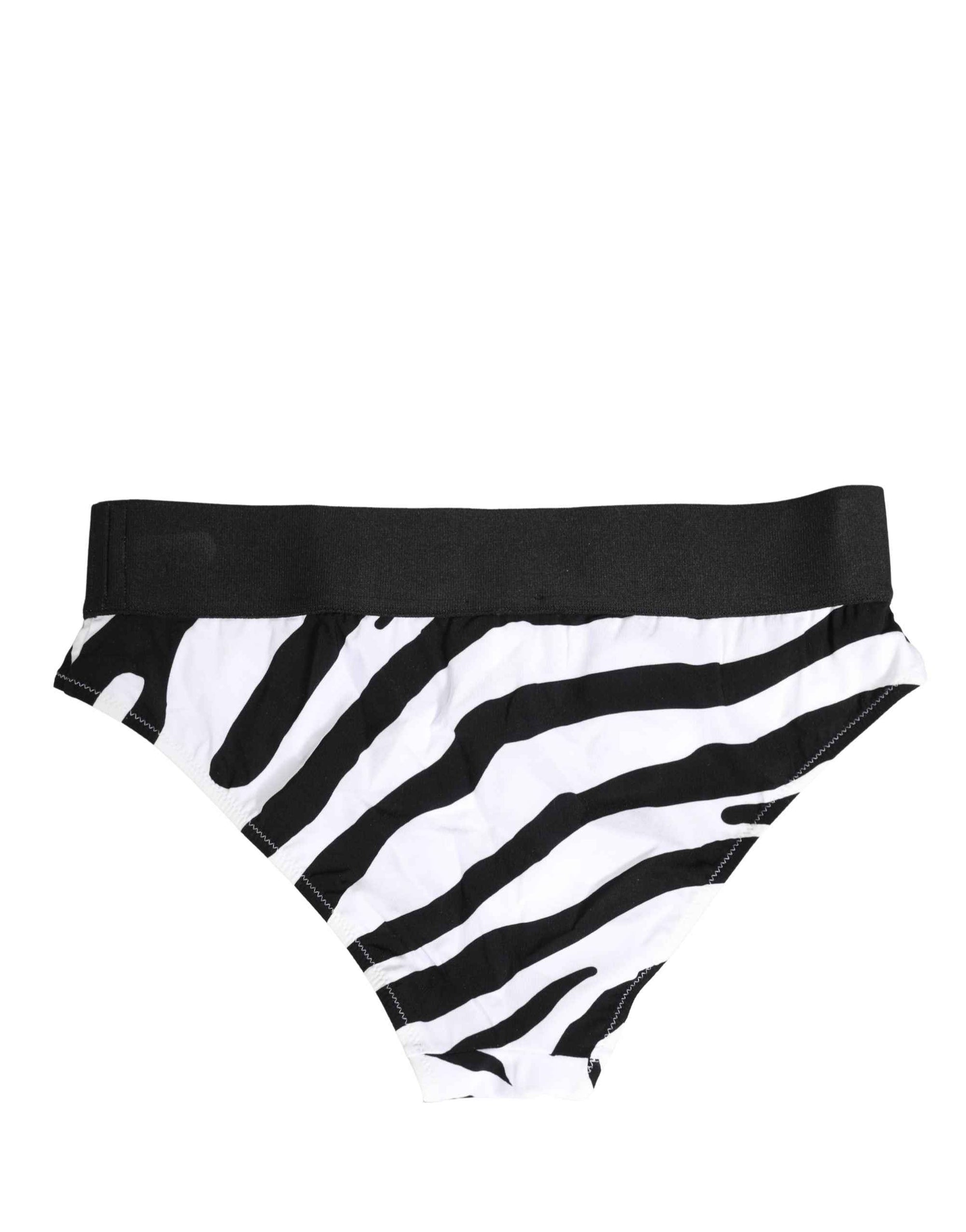 Dolce & Gabbana Black White Zebra Print Brief Panty Underwear