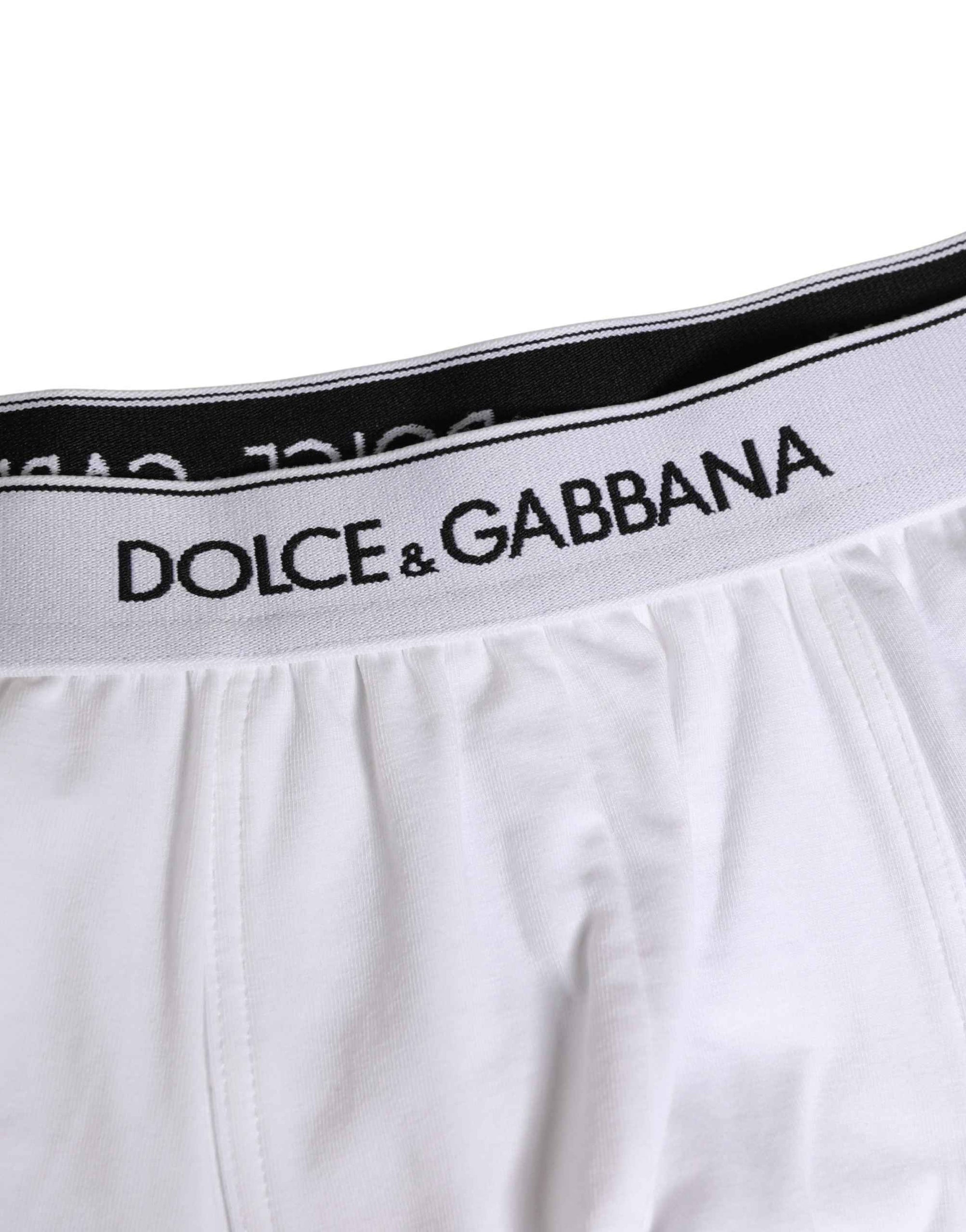 Dolce & Gabbana White Cotton Logo Waistband Regular Boxer Underwear