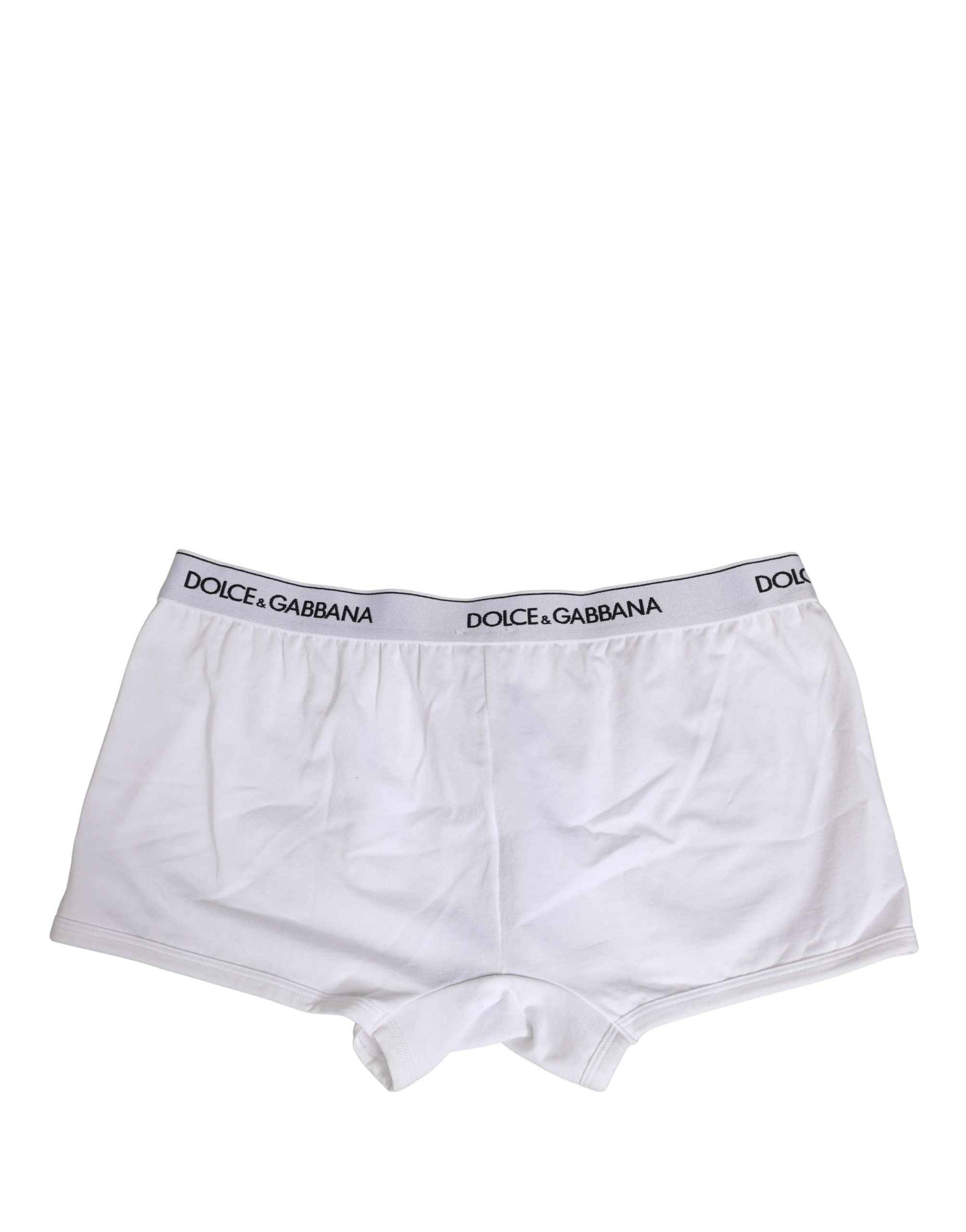 Dolce & Gabbana White Cotton Logo Waistband Regular Boxer Underwear