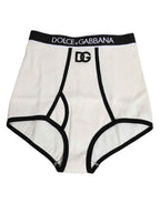 Dolce & Gabbana White Cotton Logo Waistband Culotte  Underwear