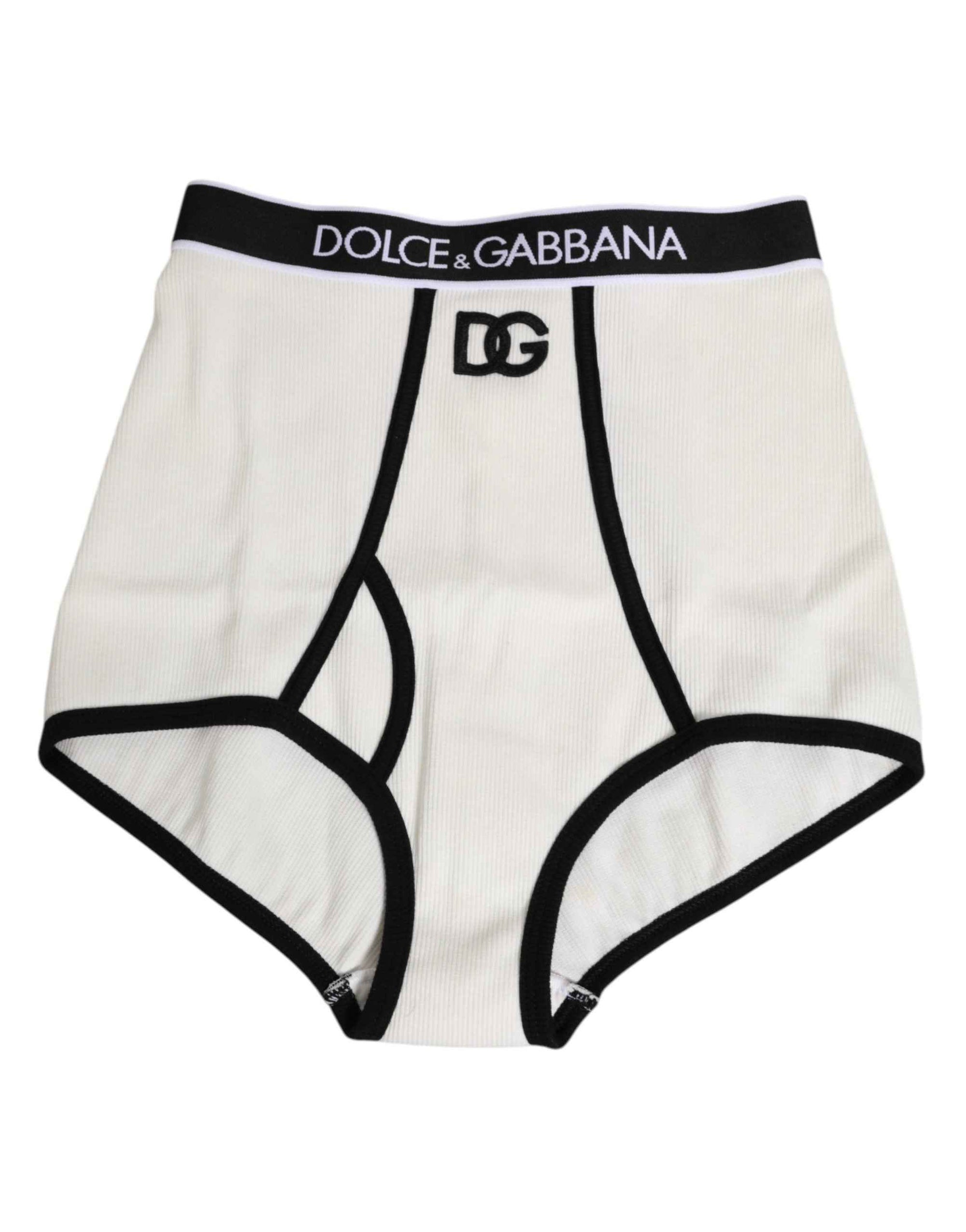 Dolce & Gabbana White Cotton Logo Waistband Culotte  Underwear