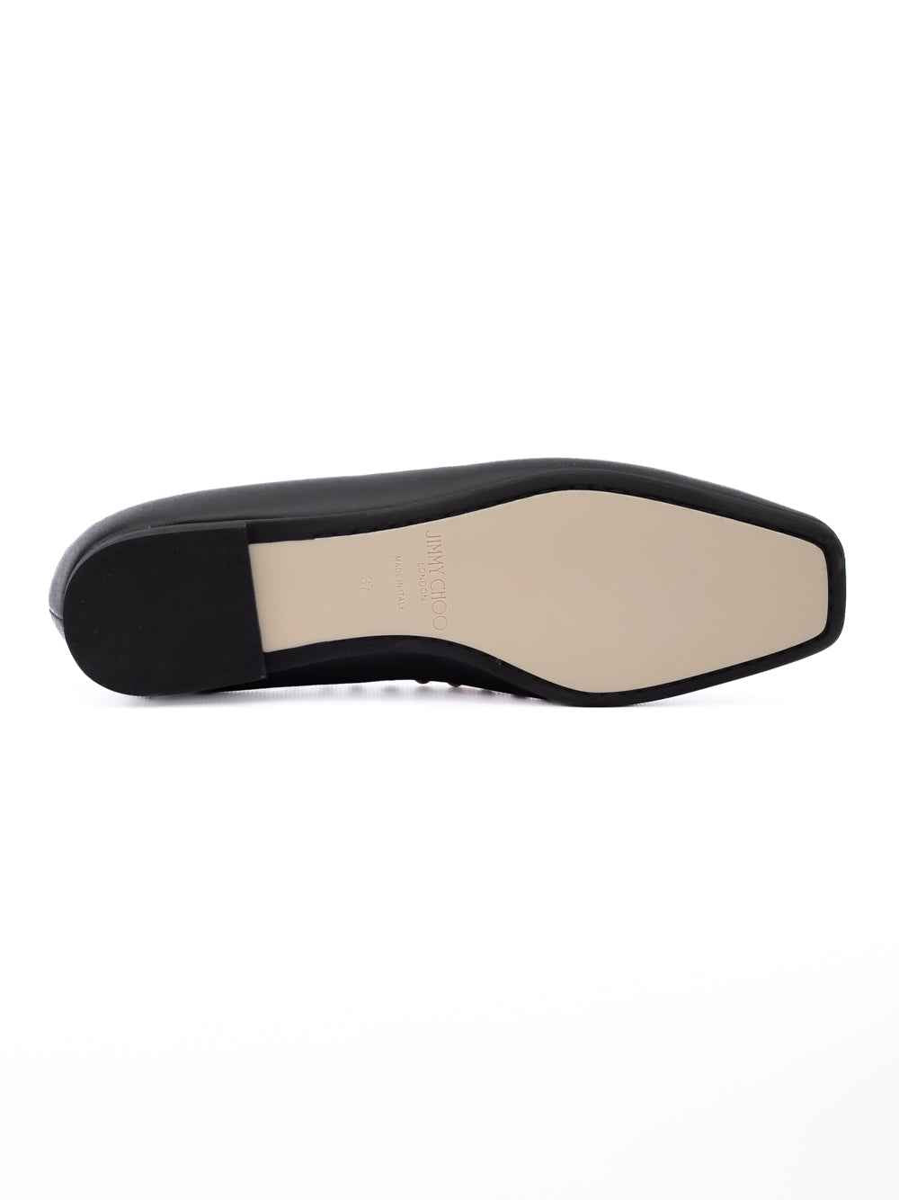 Jimmy Choo Black Leather Dome Studs Mirele Ballet Flat