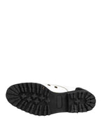 Cesare Paciotti Black White Leather Derby Shoes