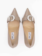 Jimmy Choo Taupe Grey Patent Leather Chery 85 Pumps