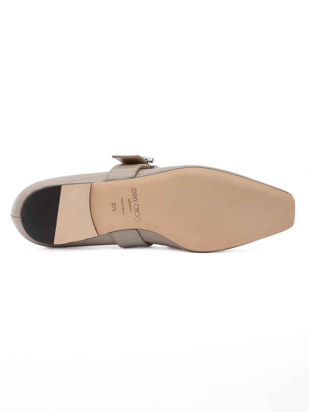 Jimmy Choo Taupe Grey Patent Leather Chery Ballet Flat