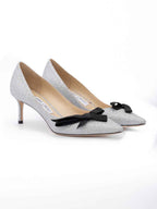 Jimmy Choo Silver Fine Glitter Fabric Romy 60 Pumps