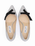 Jimmy Choo Silver Fine Glitter Fabric Romy 60 Pumps