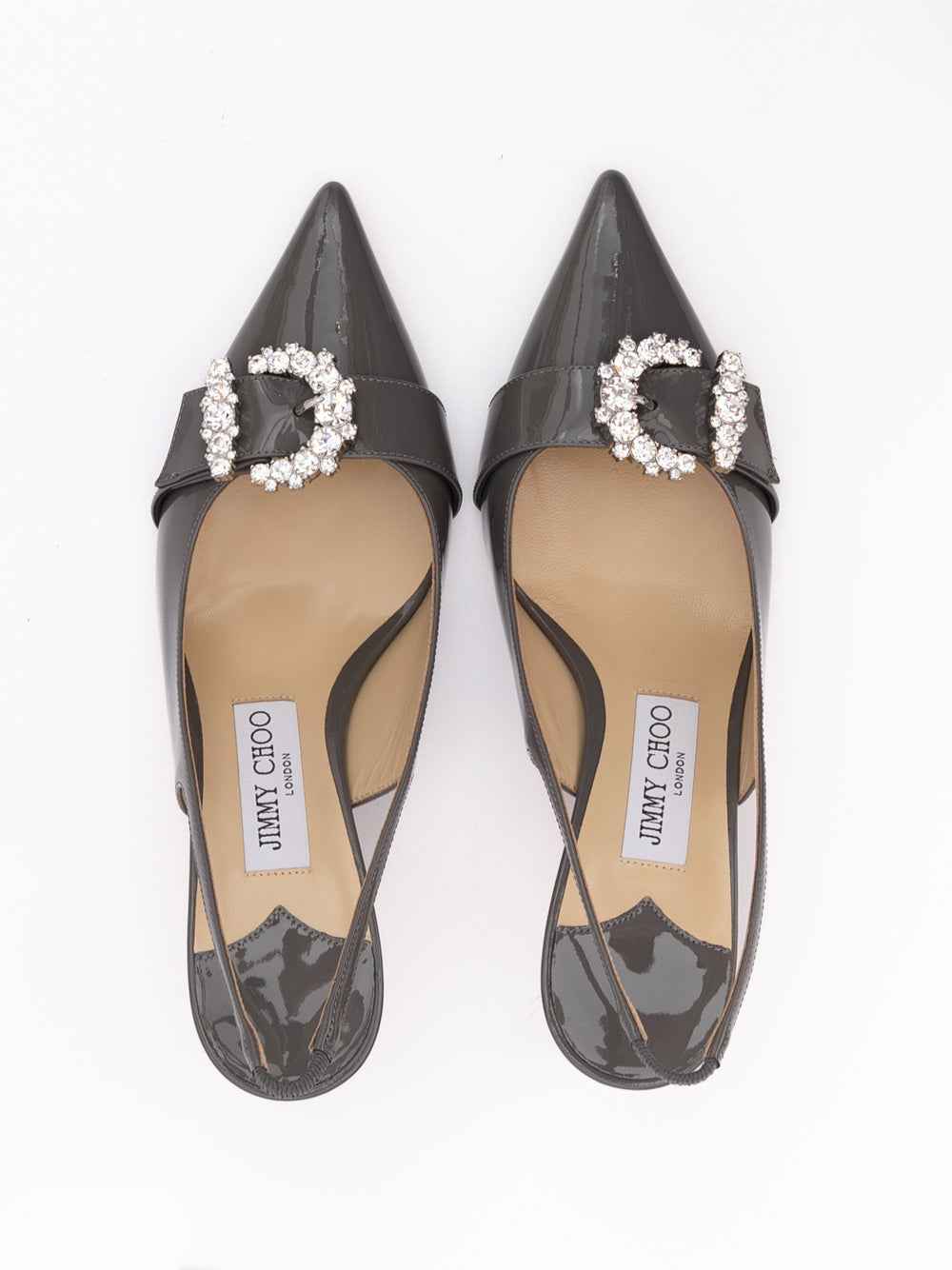 Jimmy Choo Storm Grey Patent Leather Chery SB 65 Pumps