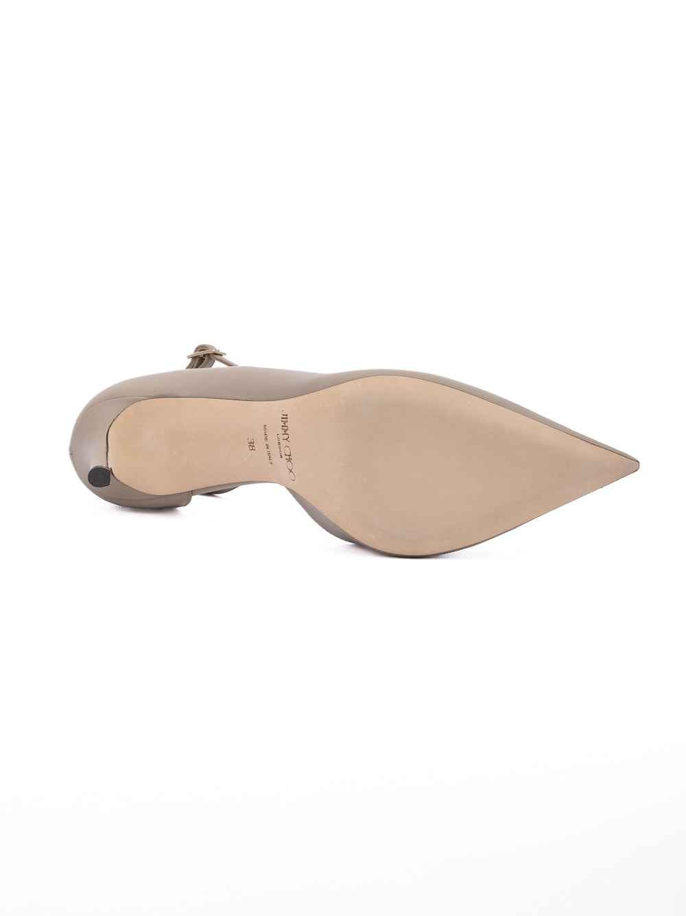 Jimmy Choo Taupe Grey Calf Leather Leona 85 Pumps
