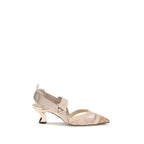 Fendi Beige Nylon Mid Heel Pumps
