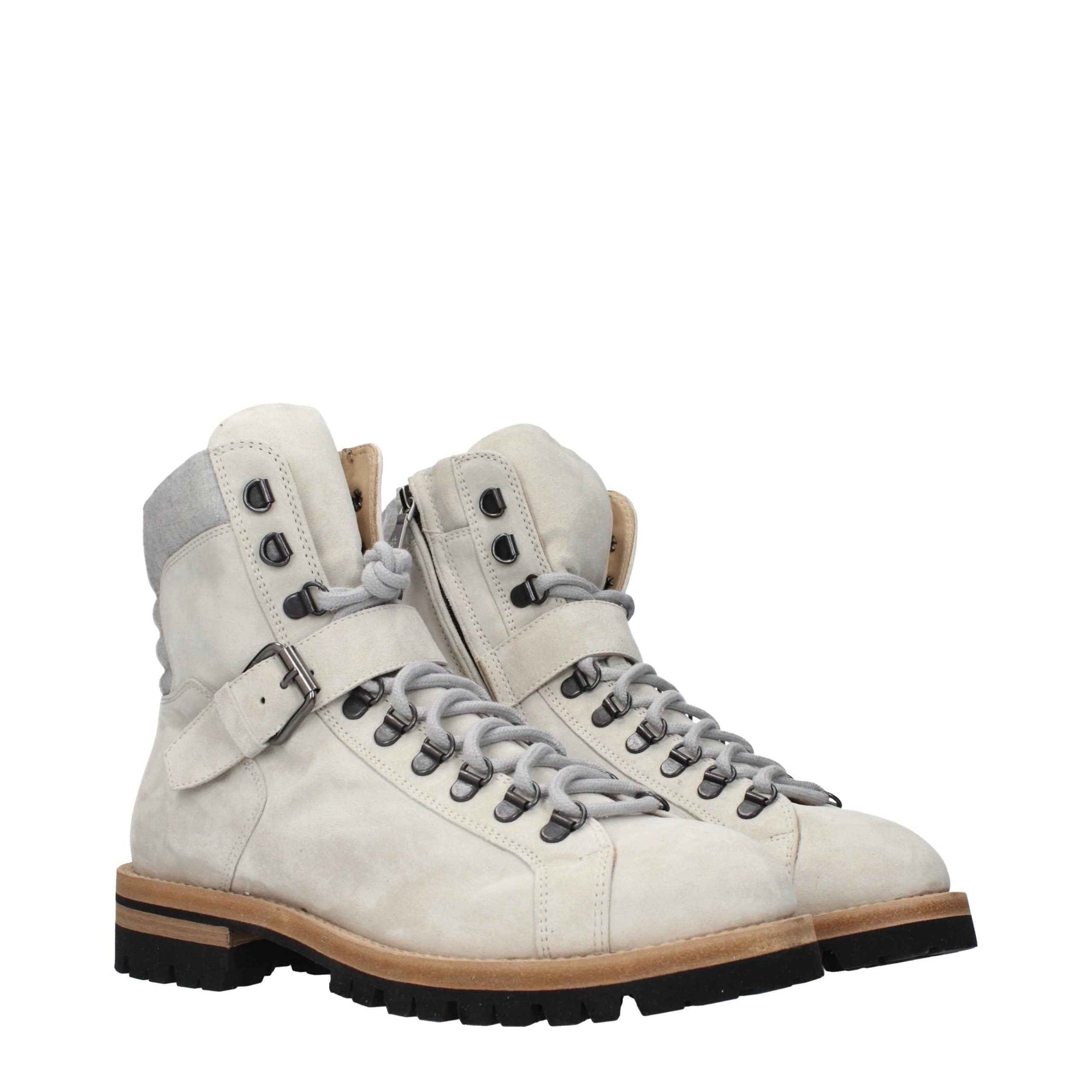 Eleventy Gray Leather Ankle Boots