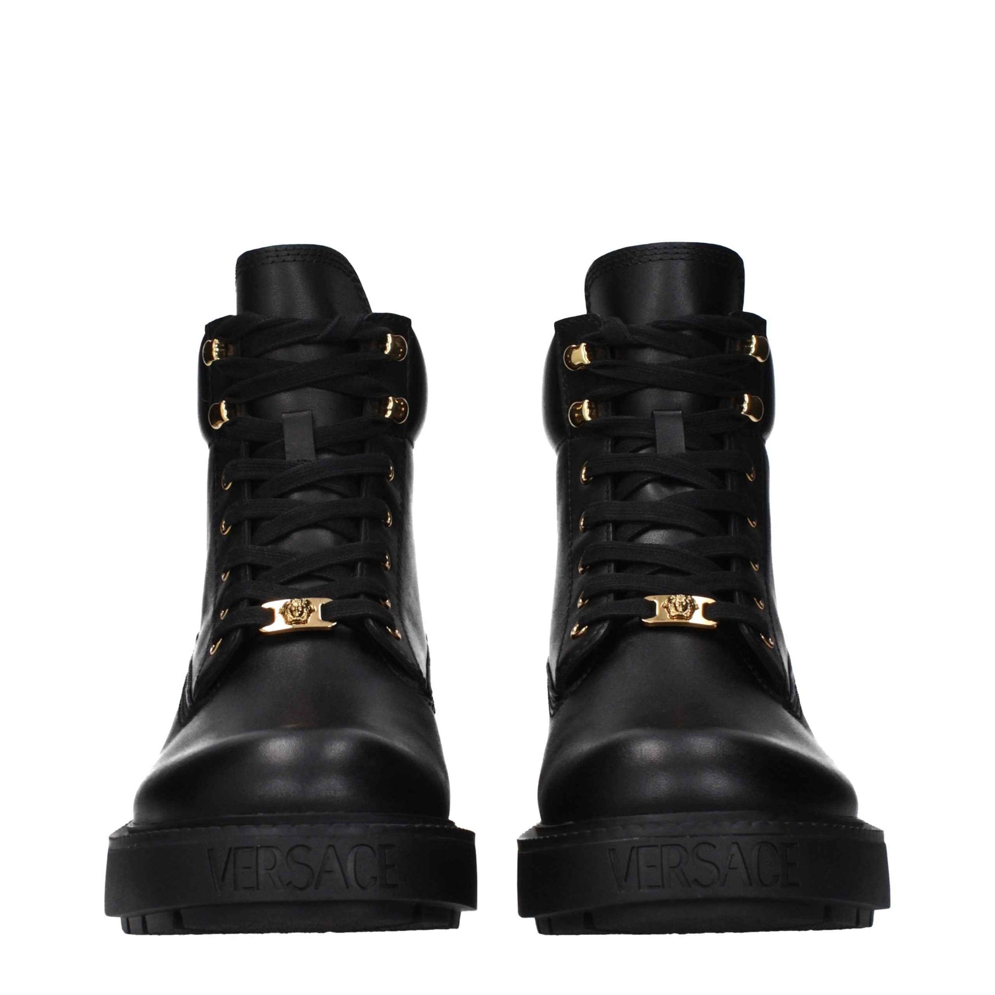 Versace Black Leather Ankle Boots