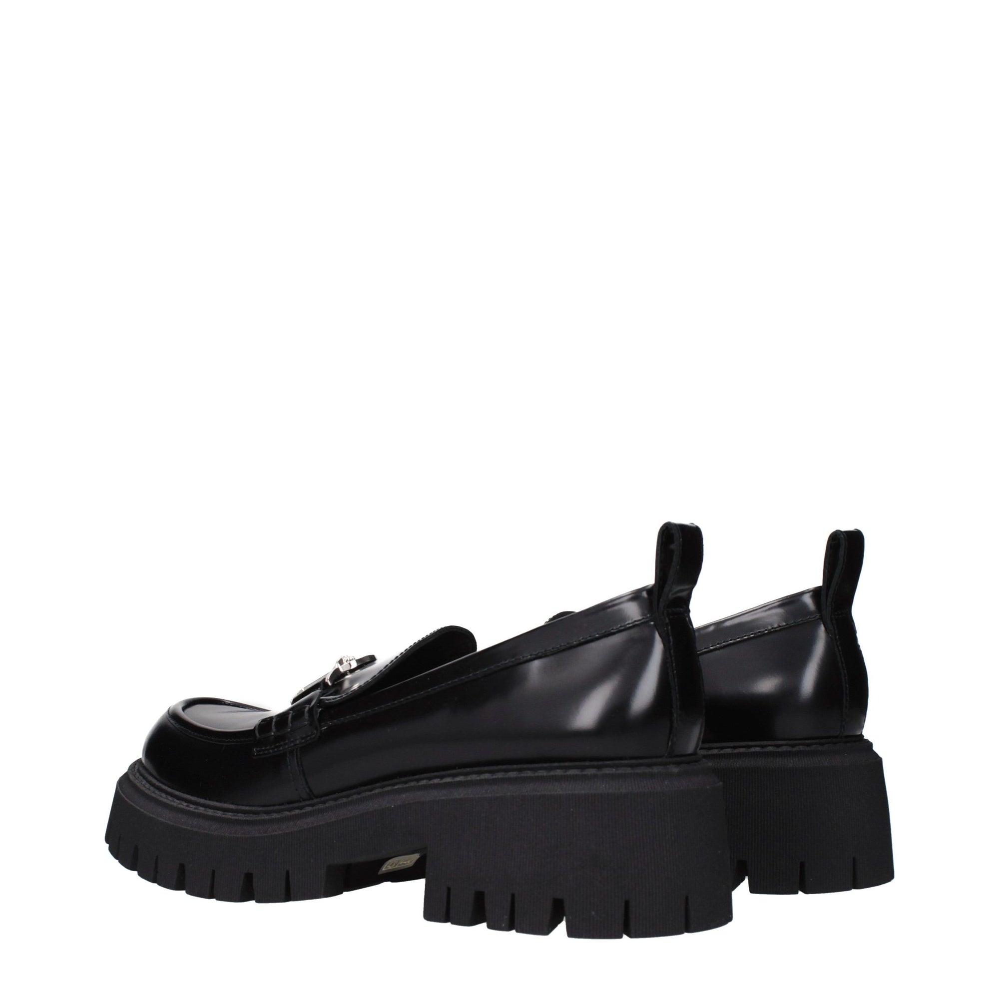 Versace Black Leather Platform Loafers