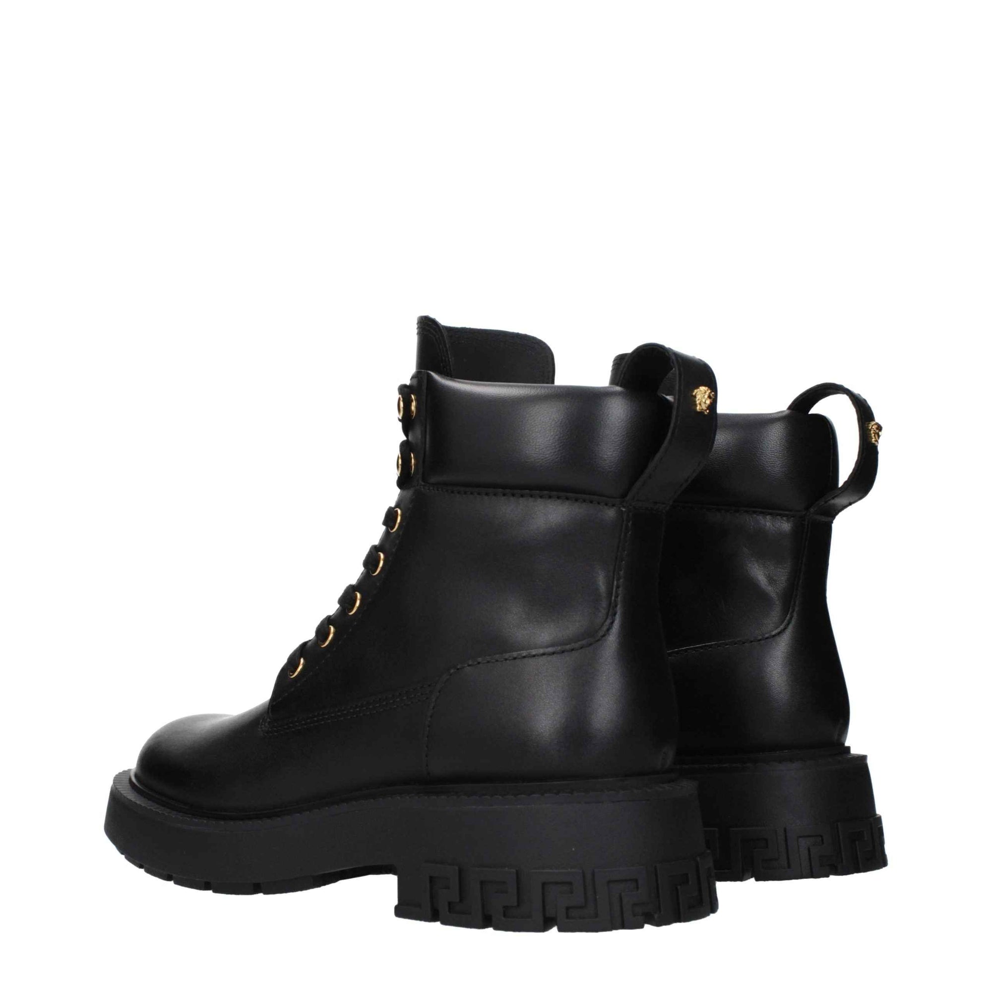 Versace Black Leather Ankle Boots