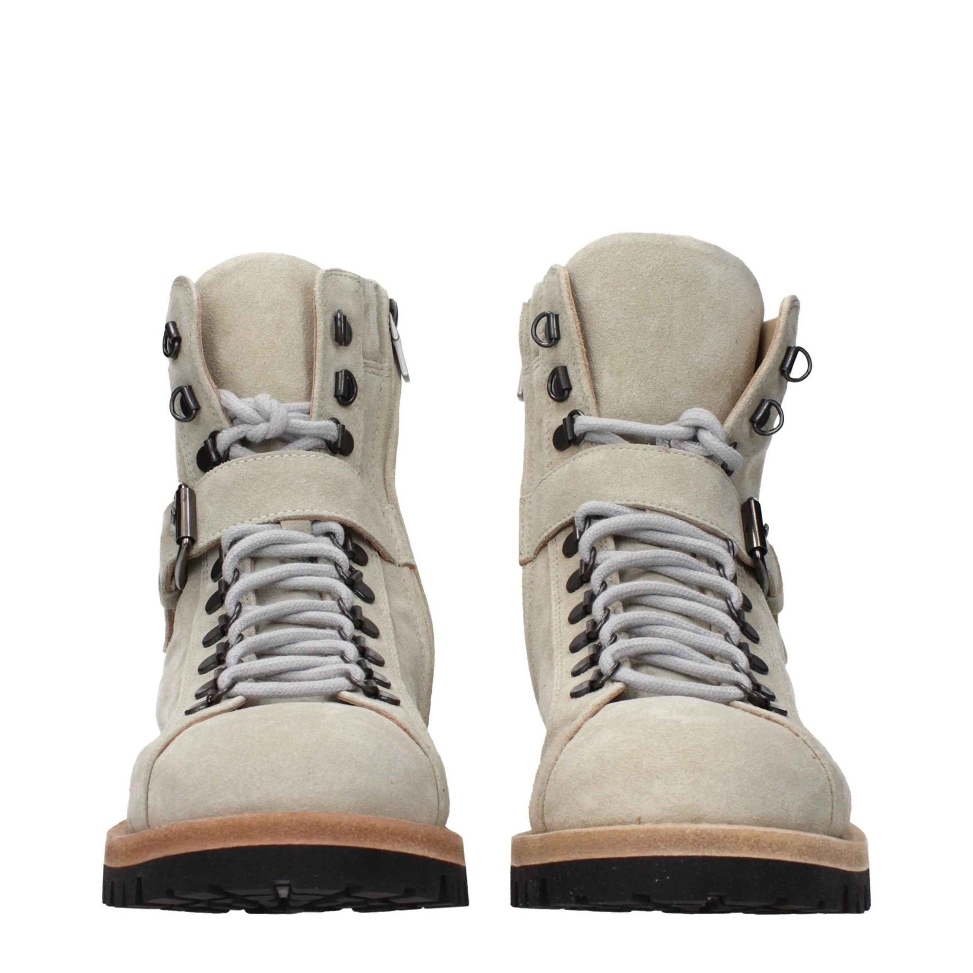 Eleventy Beige Leather Ankle Boots