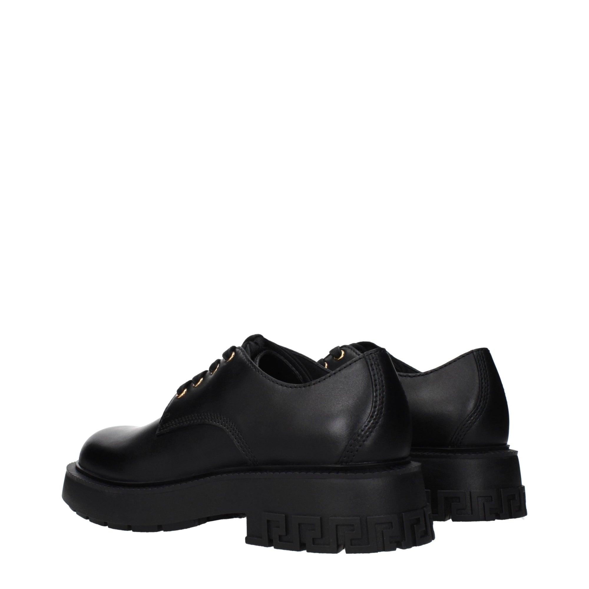 Versace Black Leather Oxfords And Derbies