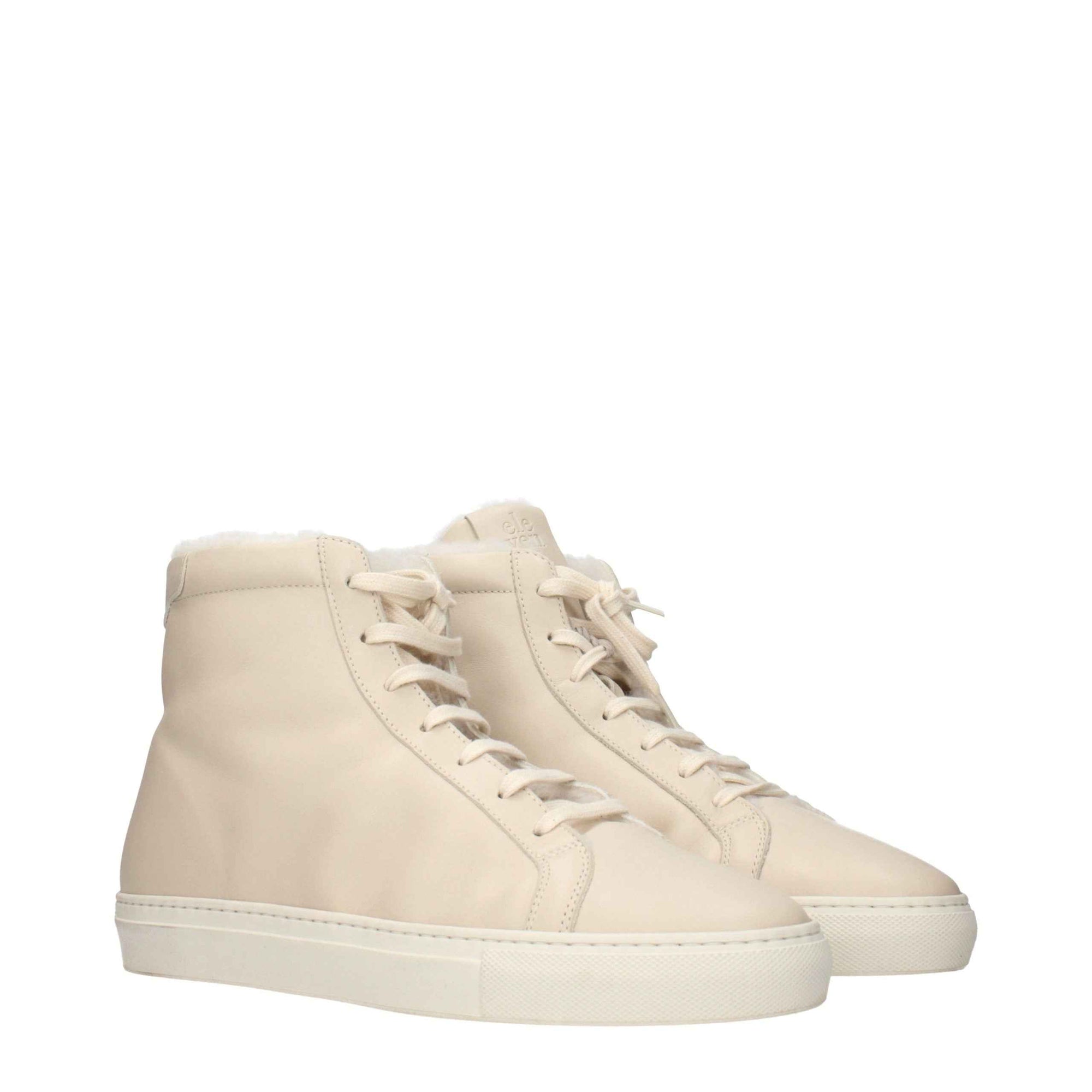 Eleventy Beige Leather Ankle Boots