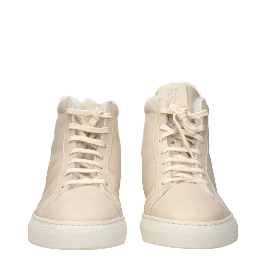 Eleventy Beige Leather Ankle Boots