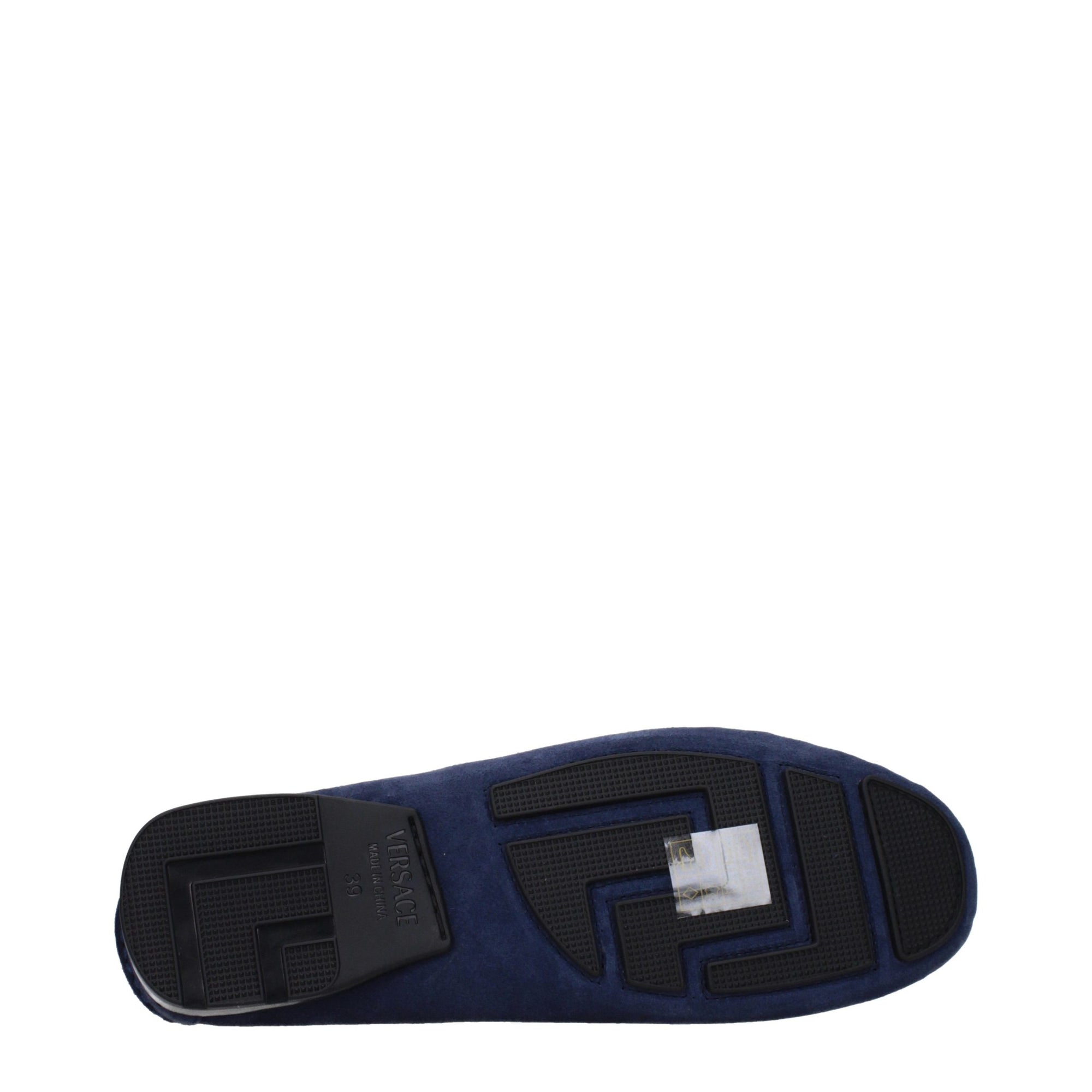 Versace Blue Leather Slip-On Loafers