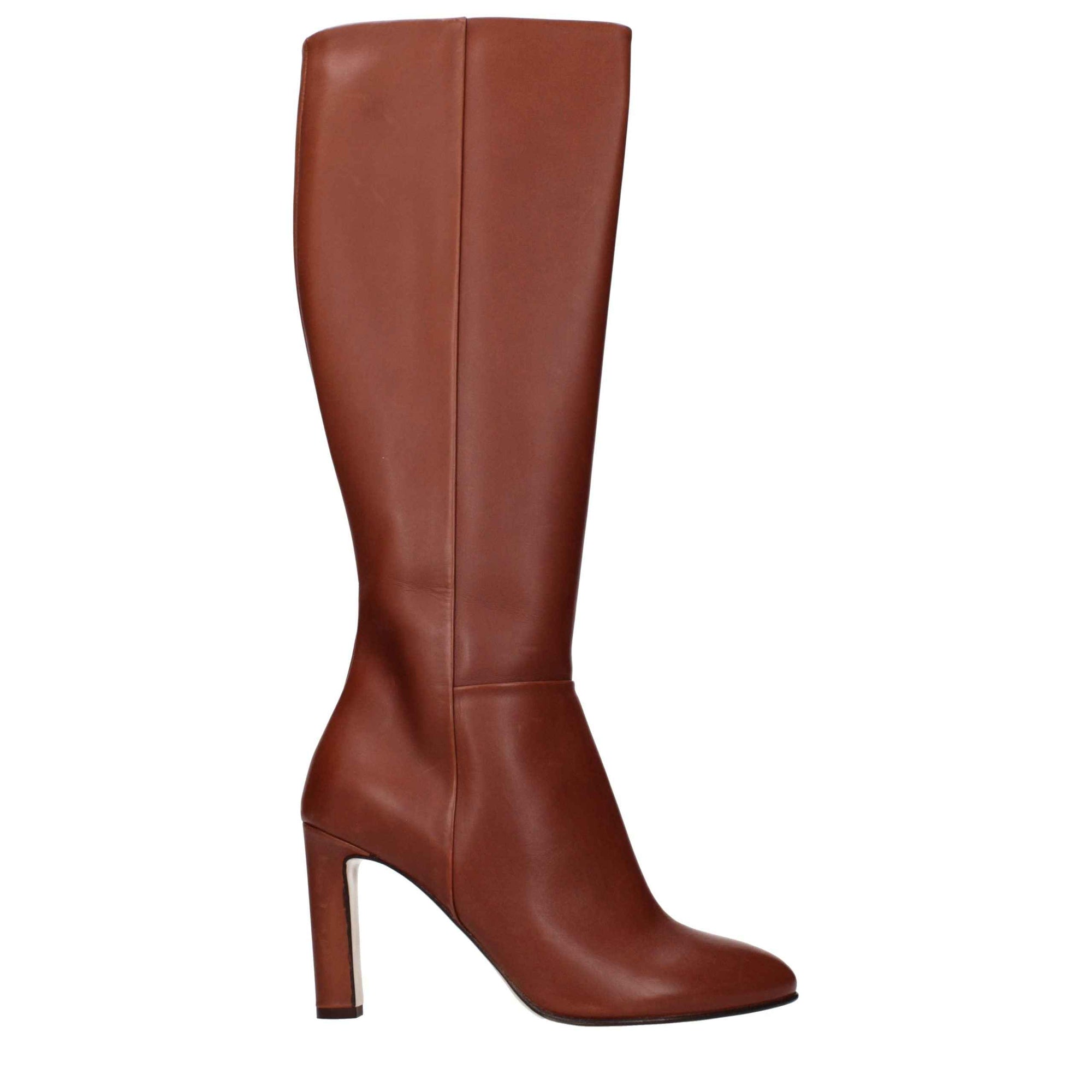 Eleventy Brown Leather High Heel Boots