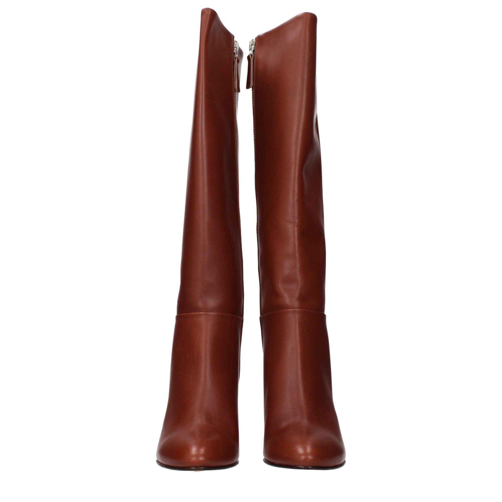 Eleventy Brown Leather High Heel Boots