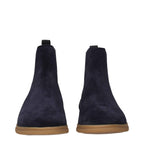 Eleventy Blue Leather Ankle Boots