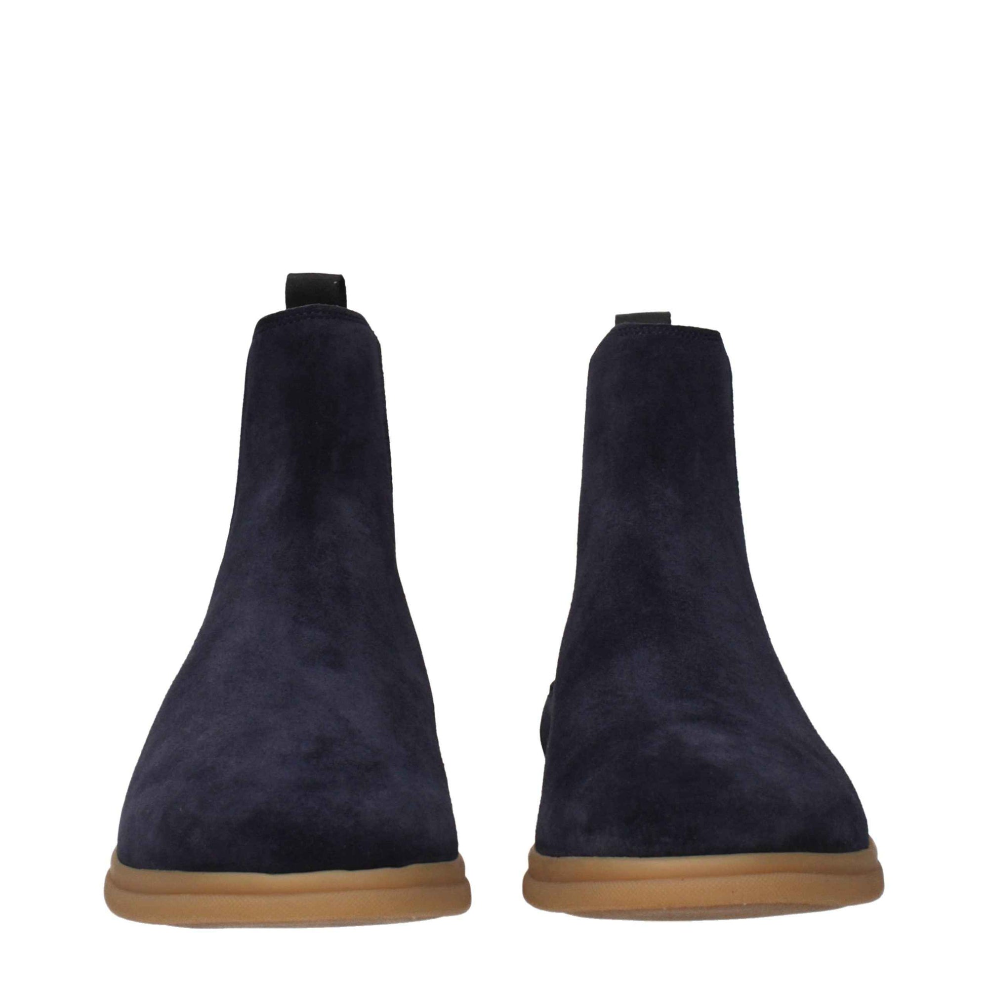 Eleventy Blue Leather Ankle Boots